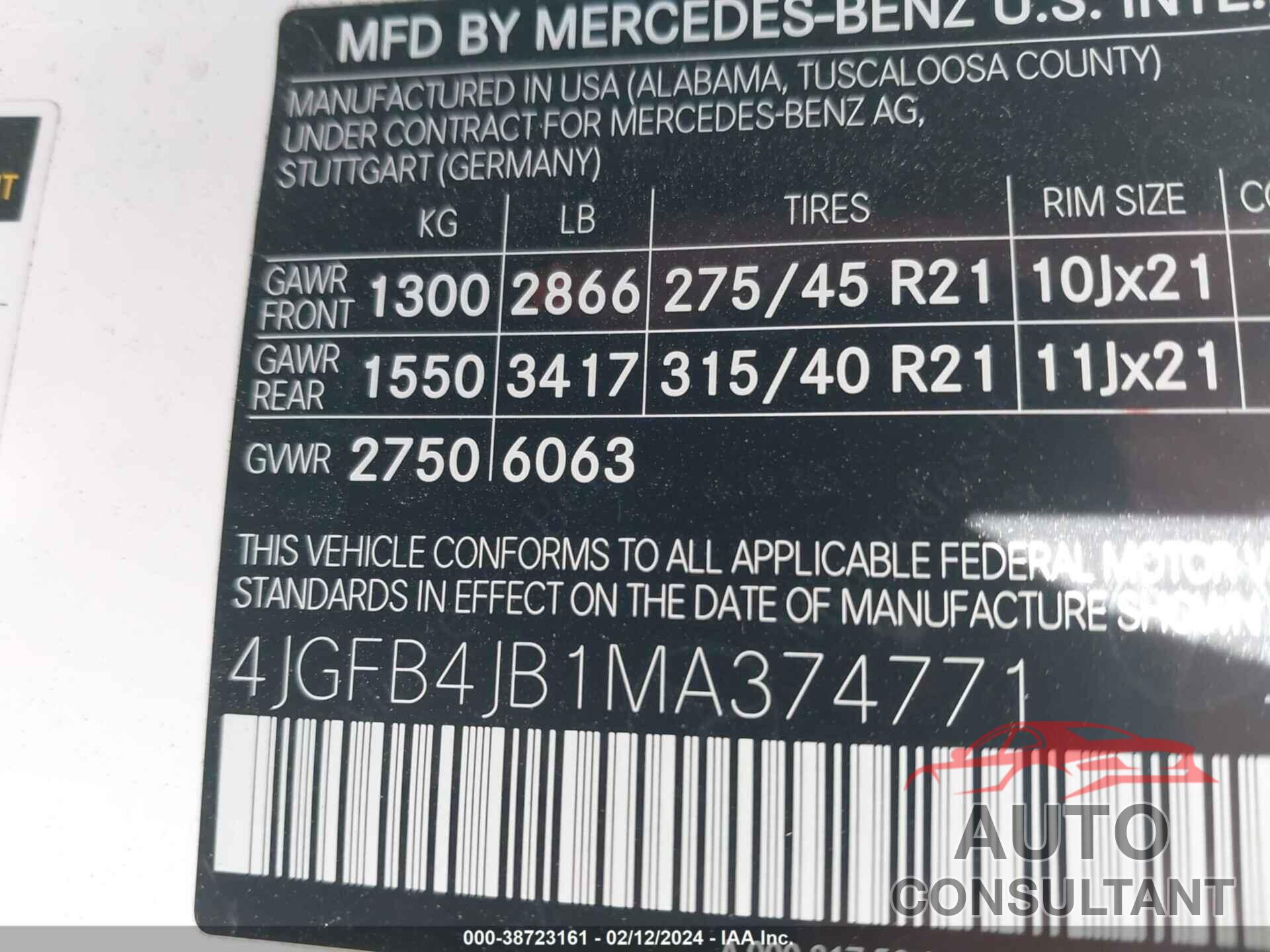 MERCEDES-BENZ GLE 350 2021 - 4JGFB4JB1MA374771