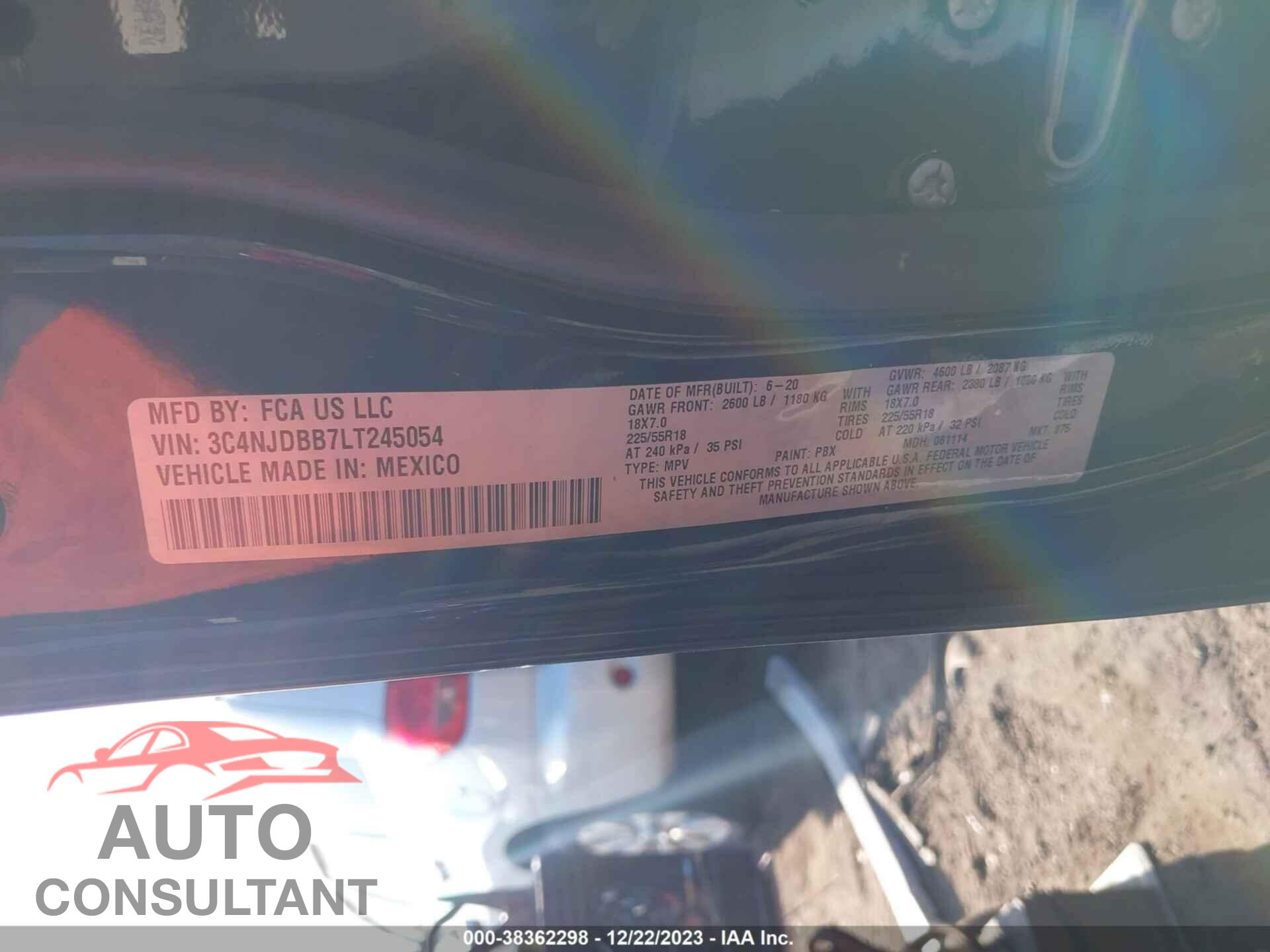 JEEP COMPASS 2020 - 3C4NJDBB7LT245054
