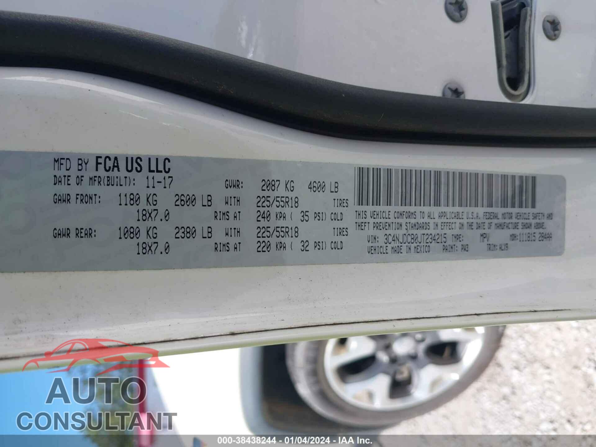 JEEP COMPASS 2018 - 3C4NJDCB0JT234215