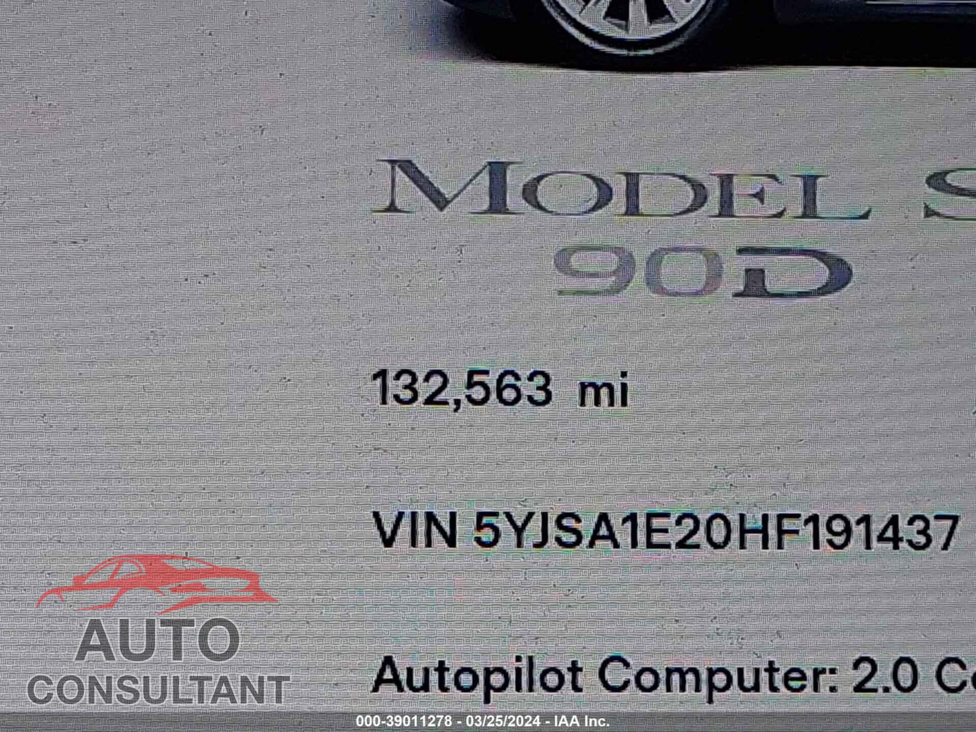 TESLA MODEL S 2017 - 5YJSA1E20HF191437