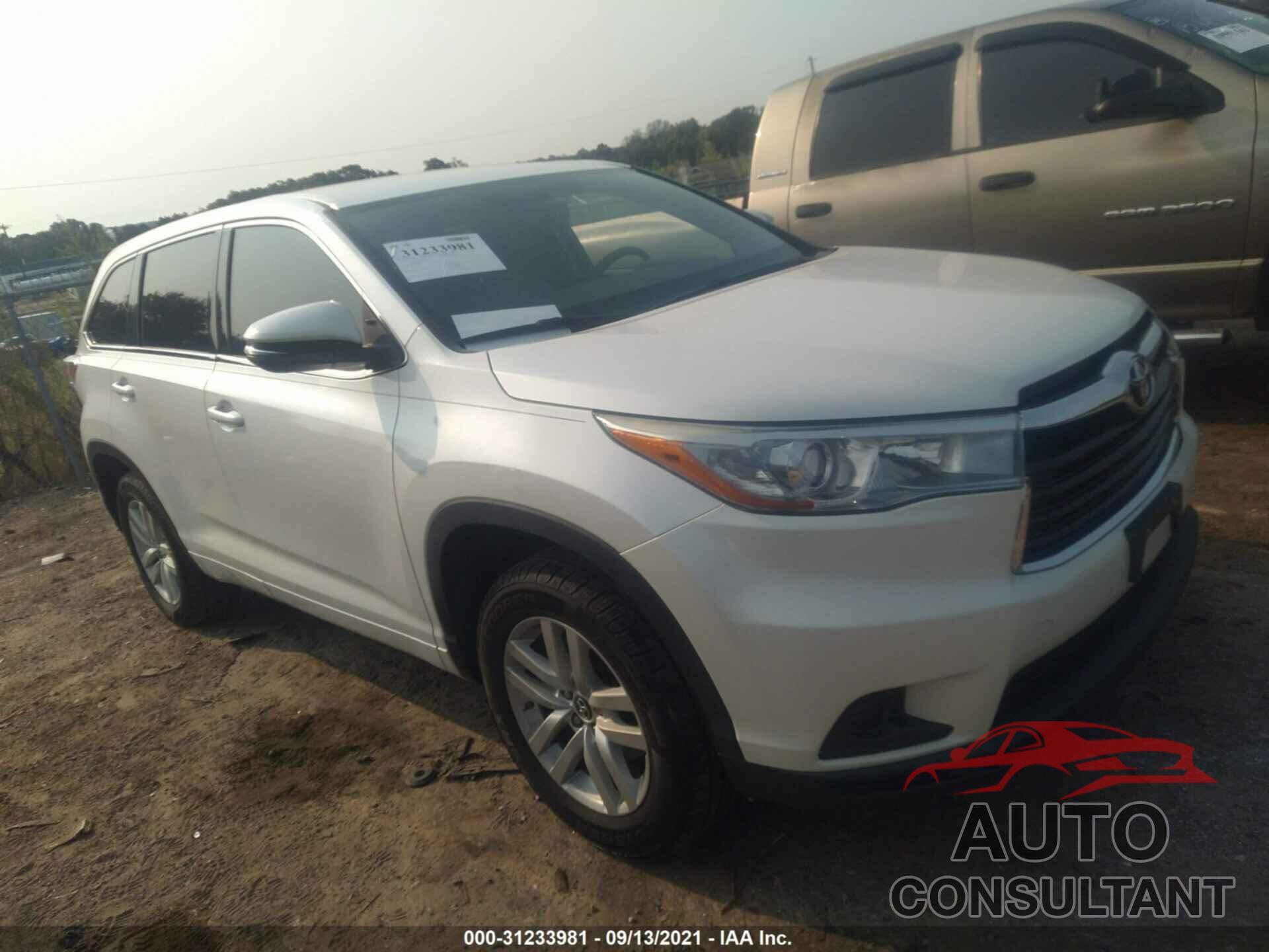 TOYOTA HIGHLANDER 2016 - 5TDZKRFH8GS153798