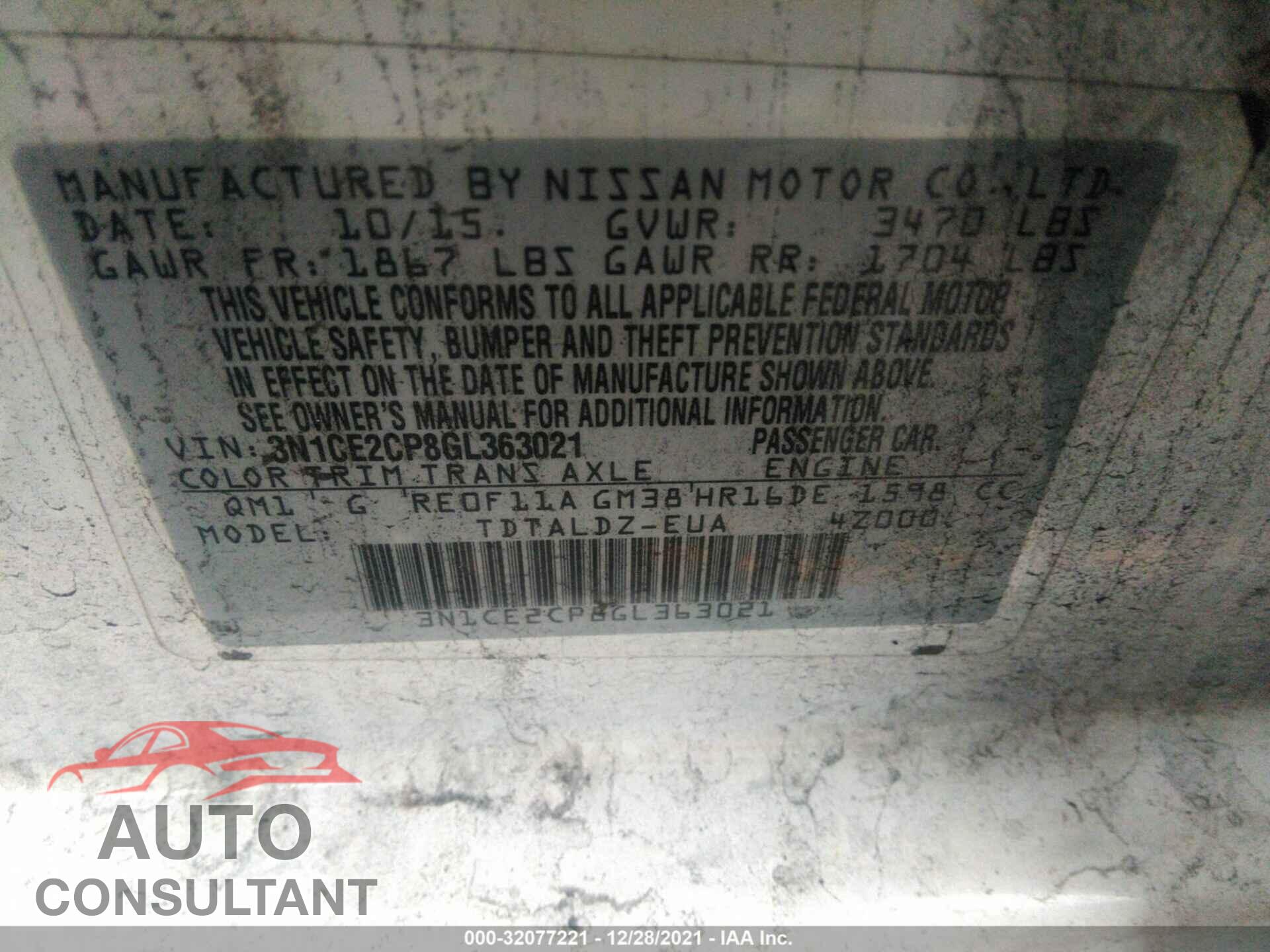 NISSAN VERSA NOTE 2016 - 3N1CE2CP8GL363021