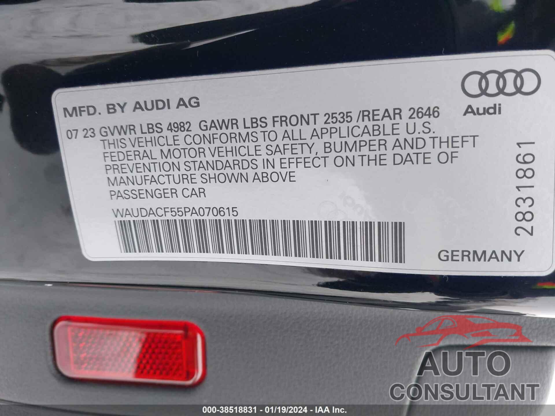 AUDI A5 SPORTBACK 2023 - WAUDACF55PA070615