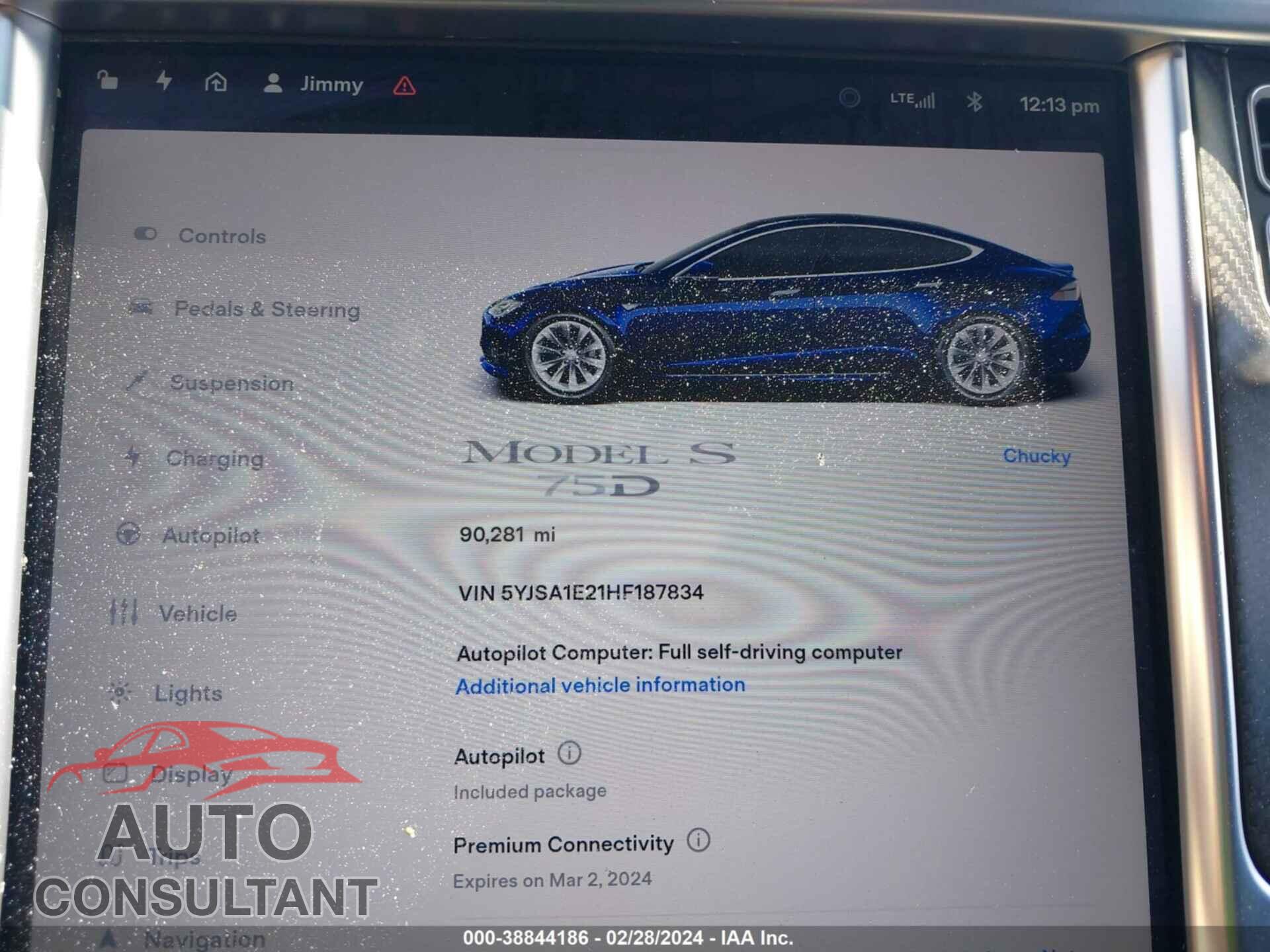 TESLA MODEL S 2017 - 5YJSA1E21HF187834