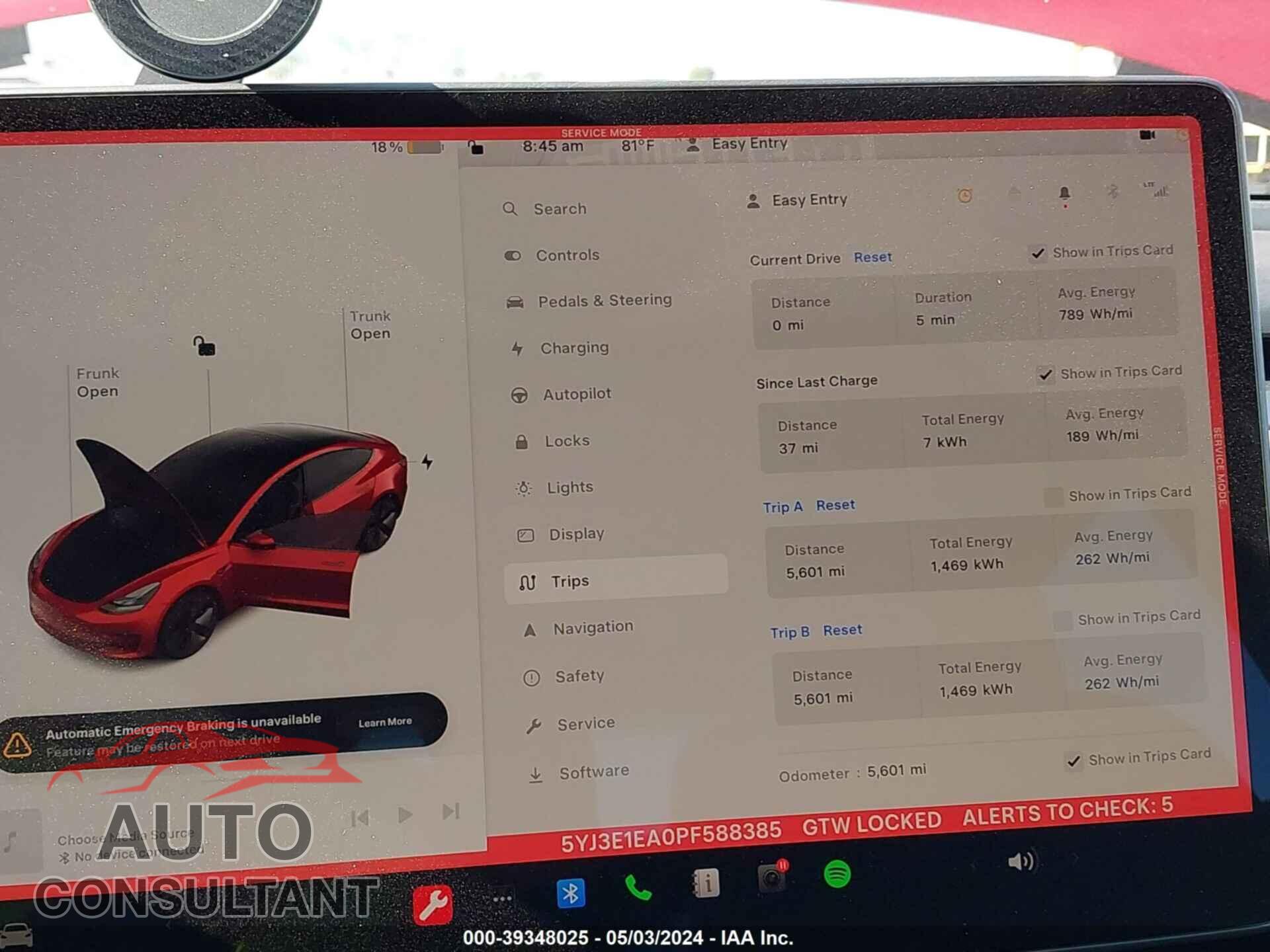 TESLA MODEL 3 2023 - 5YJ3E1EA0PF588385