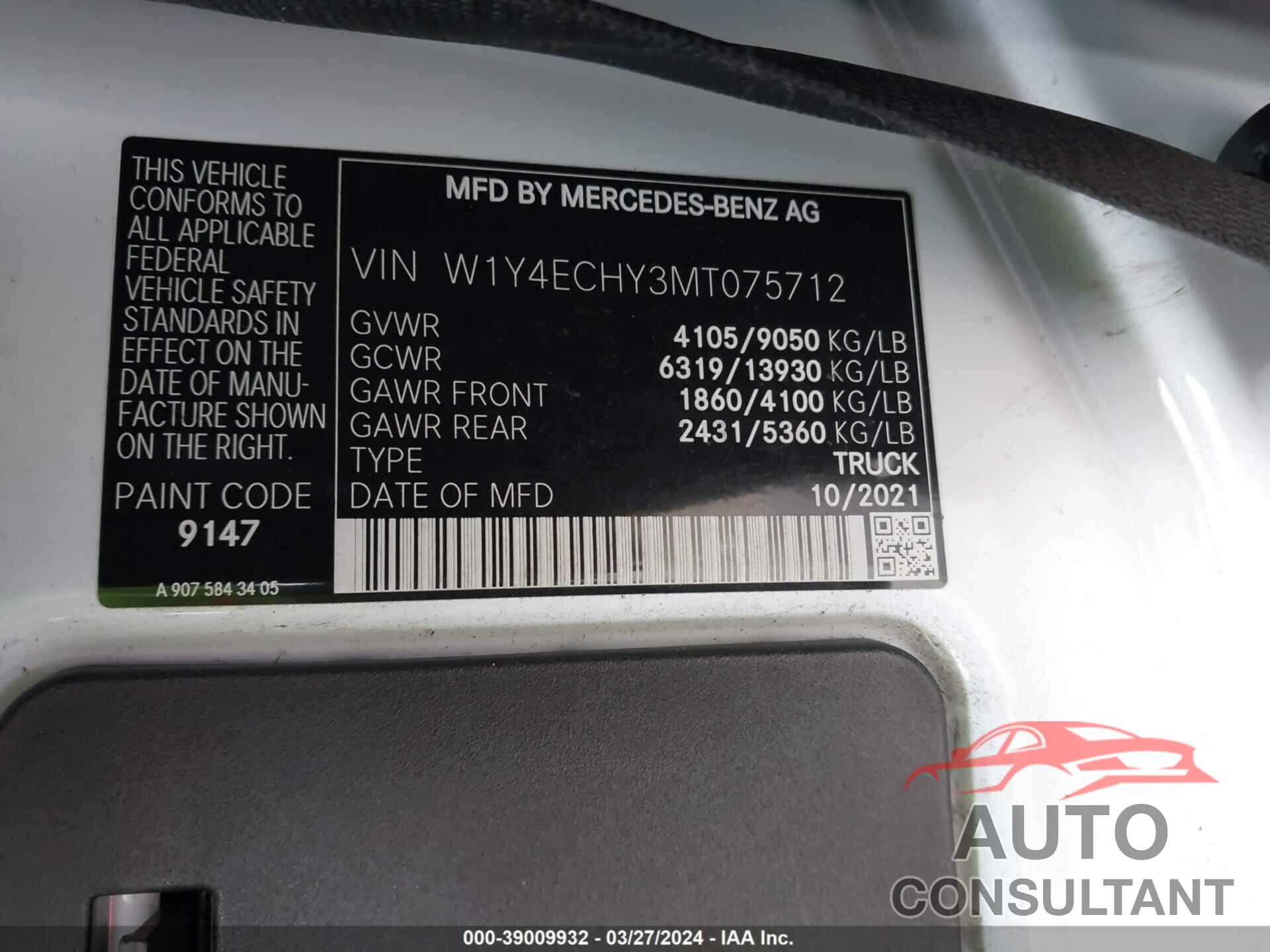 MERCEDES-BENZ SPRINTER 2500 2021 - W1Y4ECHY3MT075712