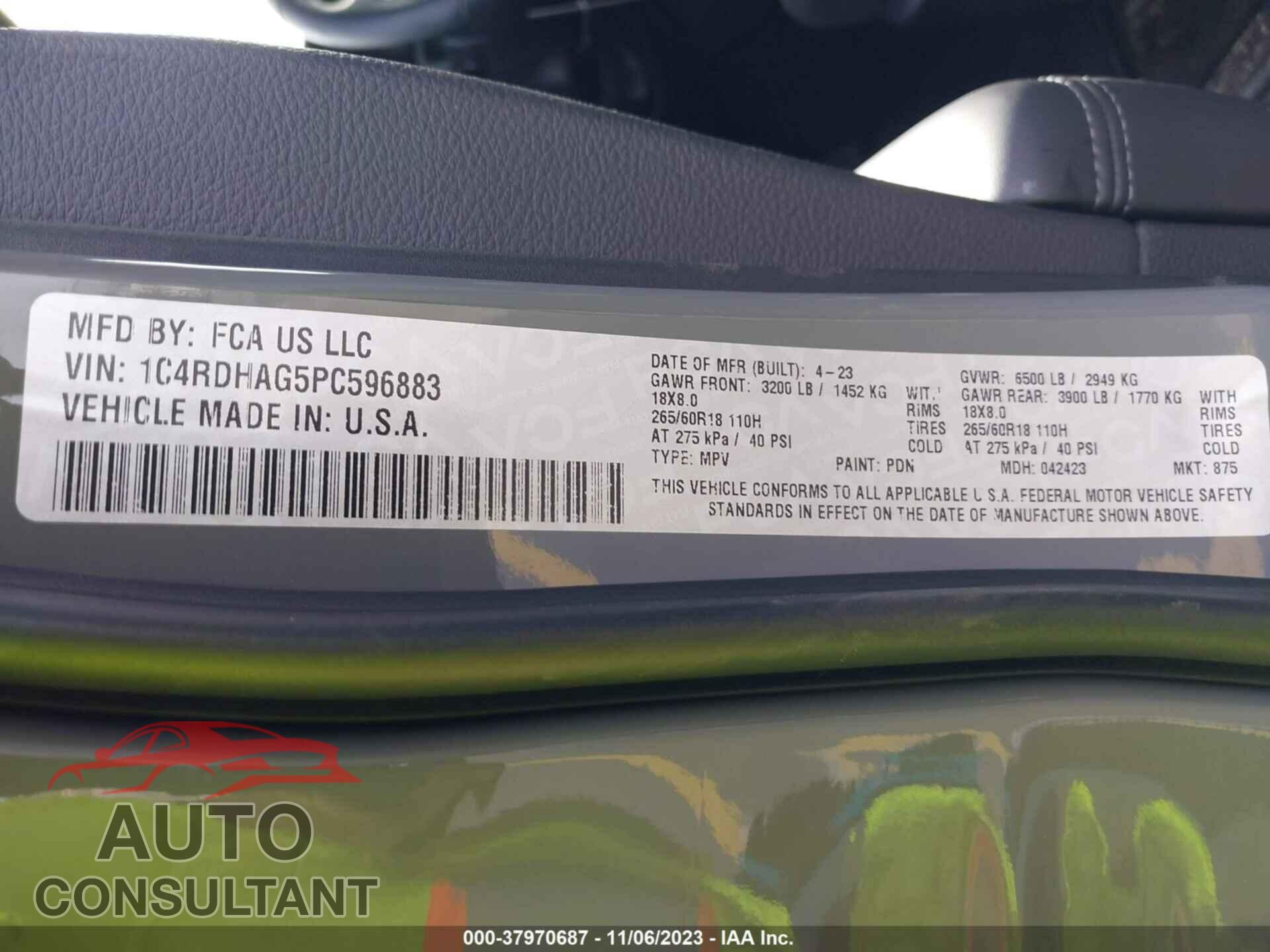 DODGE DURANGO 2023 - 1C4RDHAG5PC596883