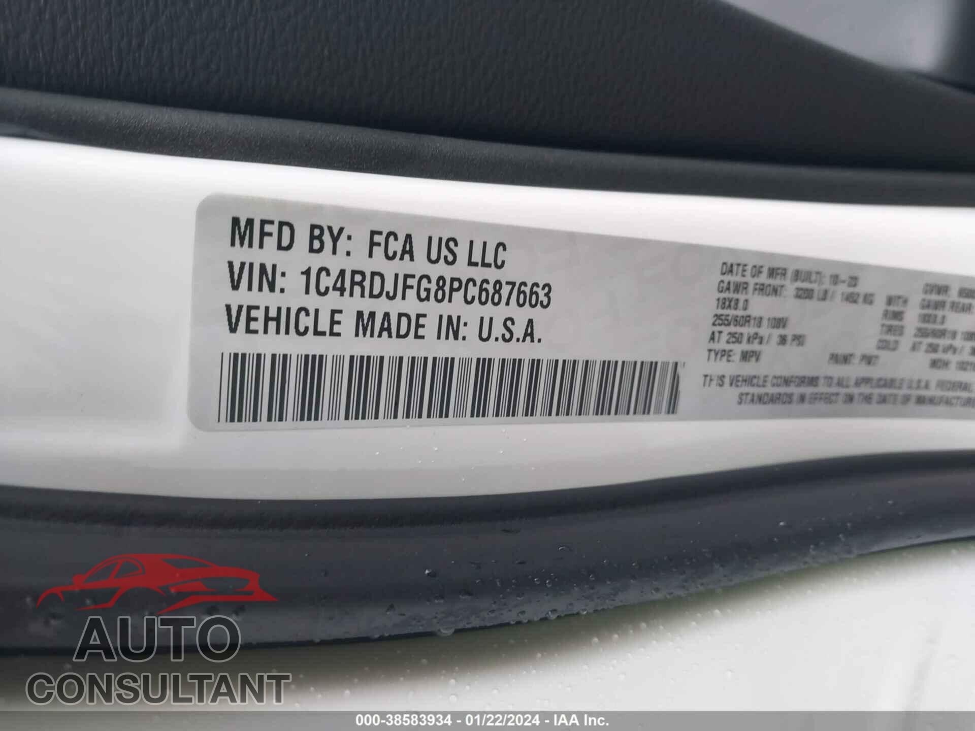 DODGE DURANGO 2023 - 1C4RDJFG8PC687663