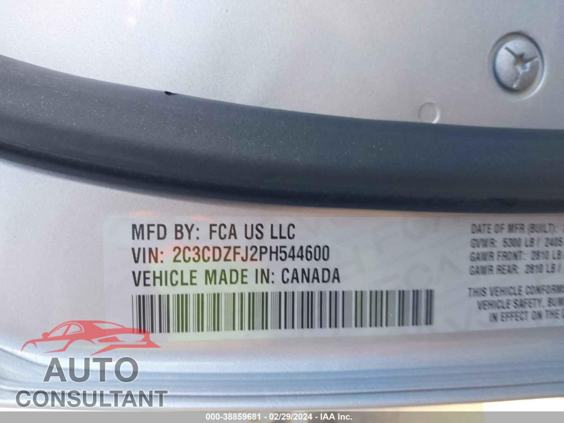 DODGE CHALLENGER 2023 - 2C3CDZFJ2PH544600