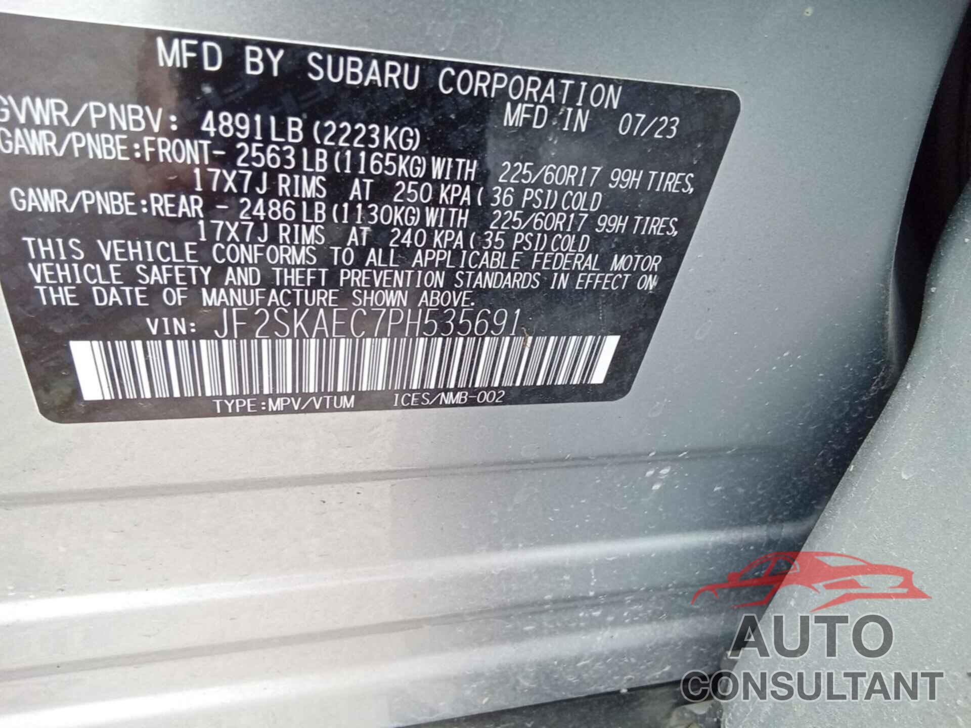 SUBARU FORESTER 2023 - JF2SKAEC7PH535691