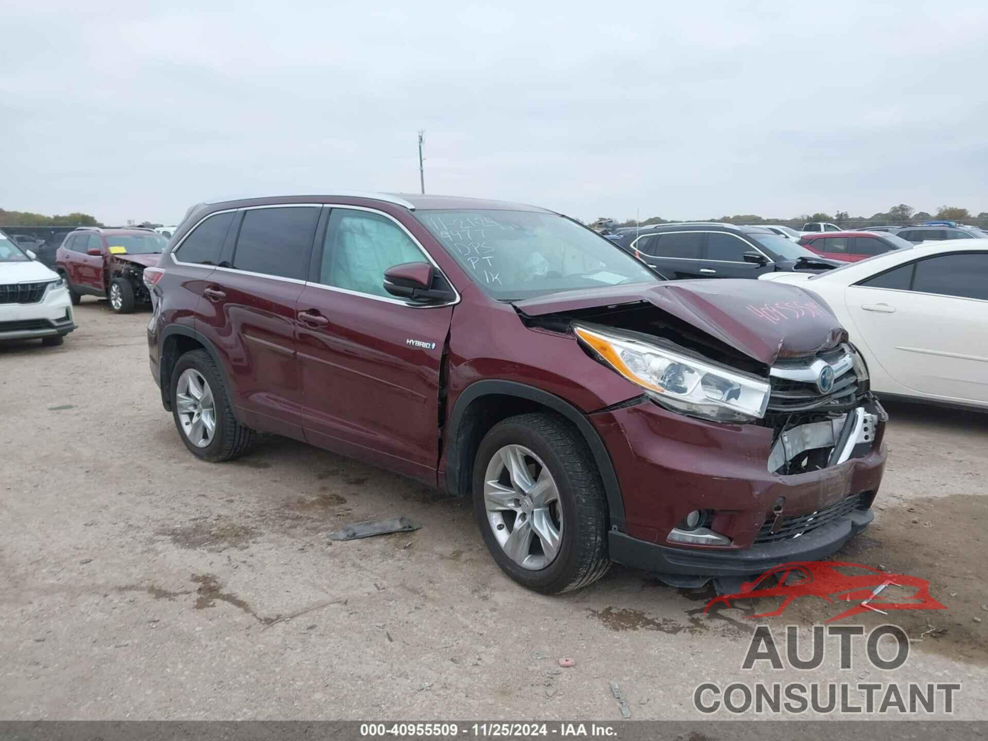 TOYOTA HIGHLANDER HYBRID 2014 - 5TDDCRFH5ES004477
