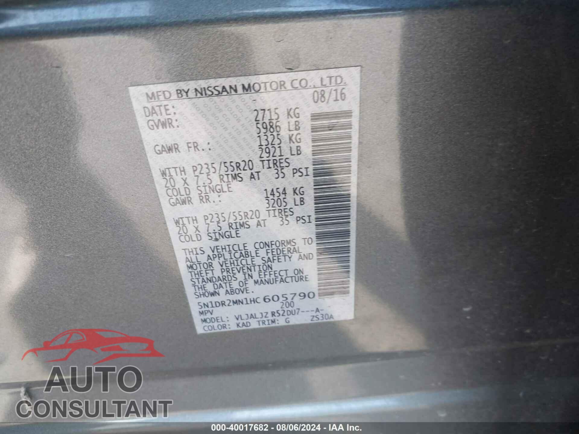 NISSAN PATHFINDER 2017 - 5N1DR2MN1HC605790