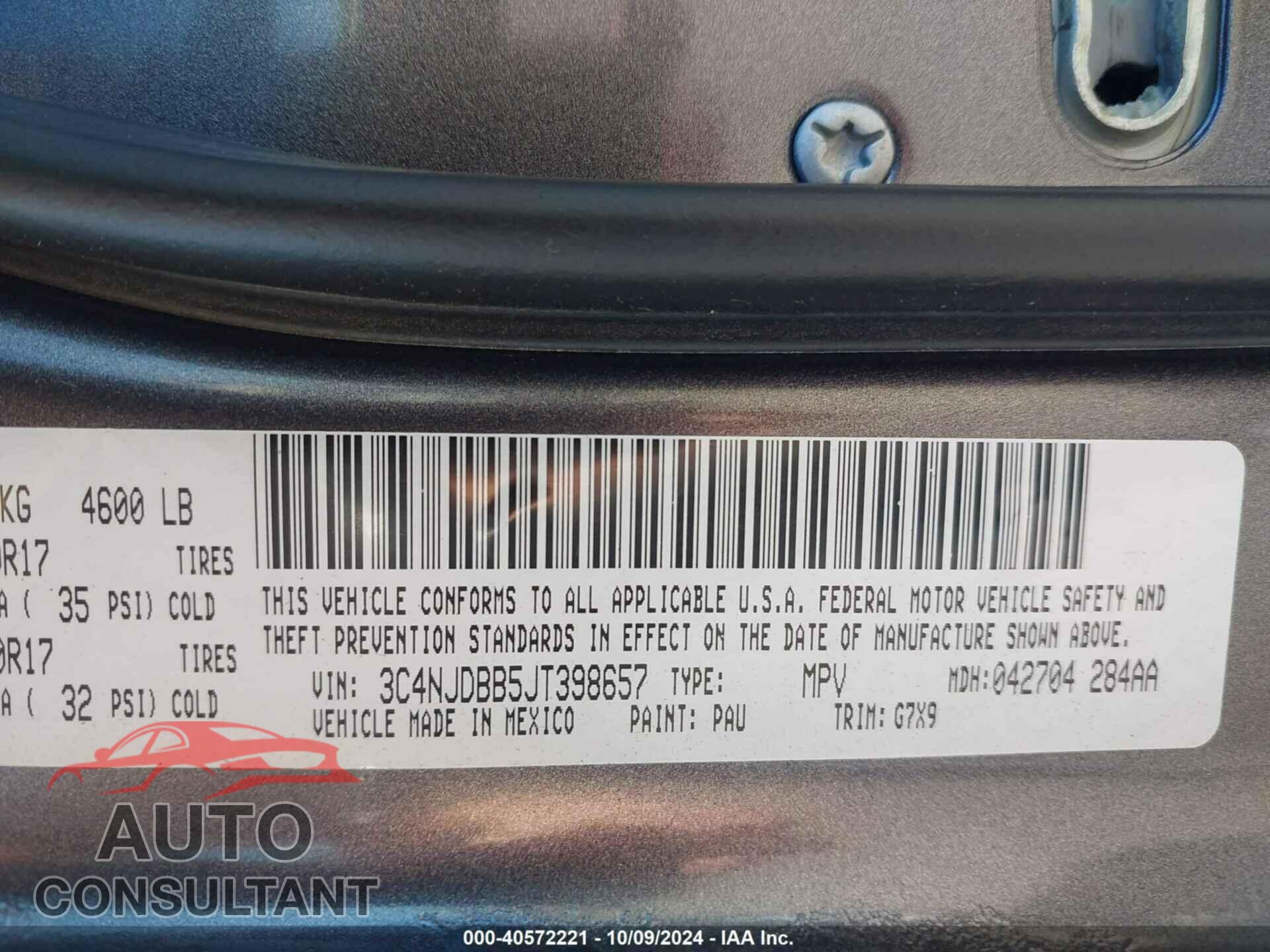 JEEP COMPASS 2018 - 3C4NJDBB5JT398657