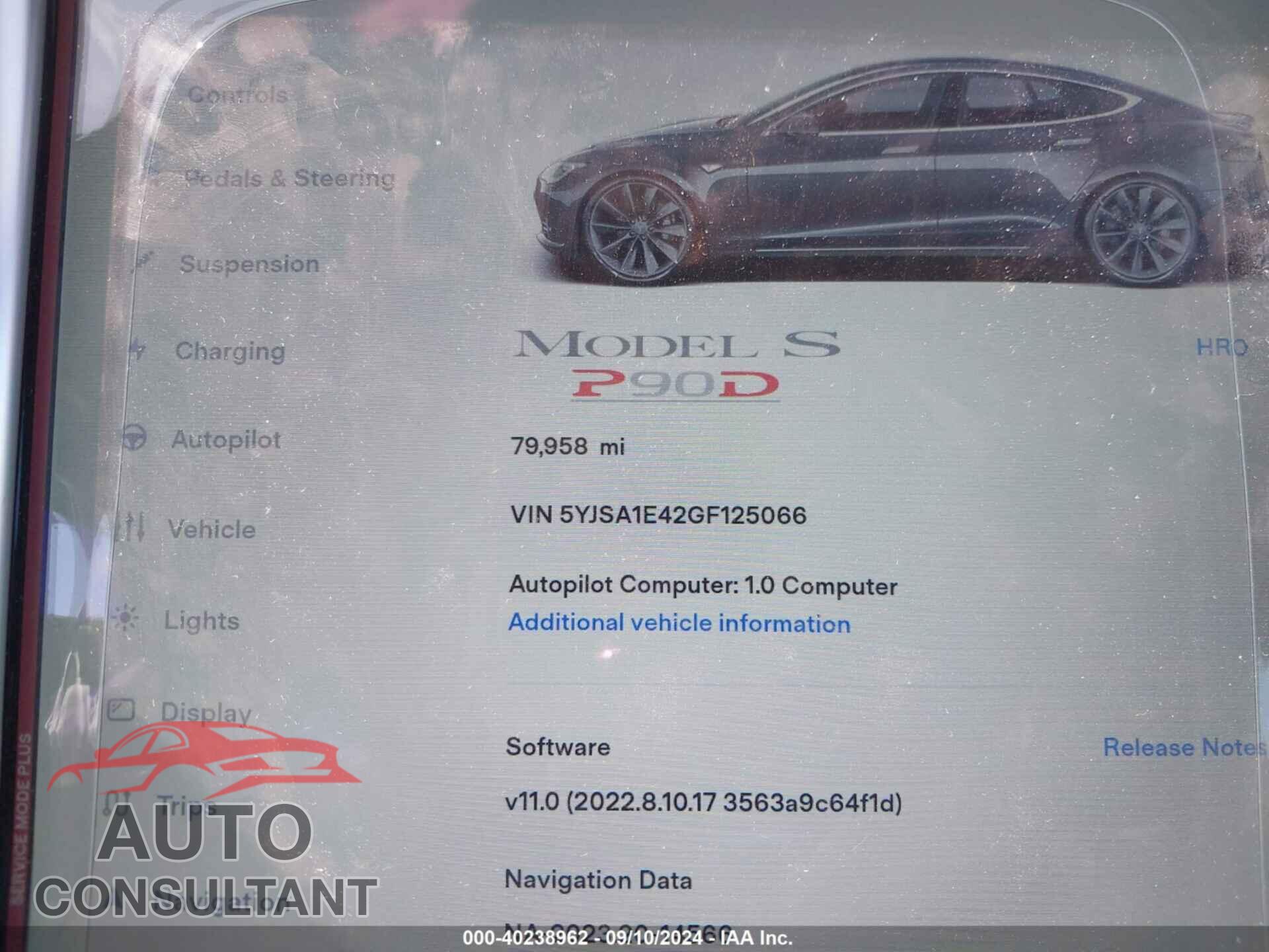 TESLA MODEL S 2016 - 5YJSA1E42GF125066