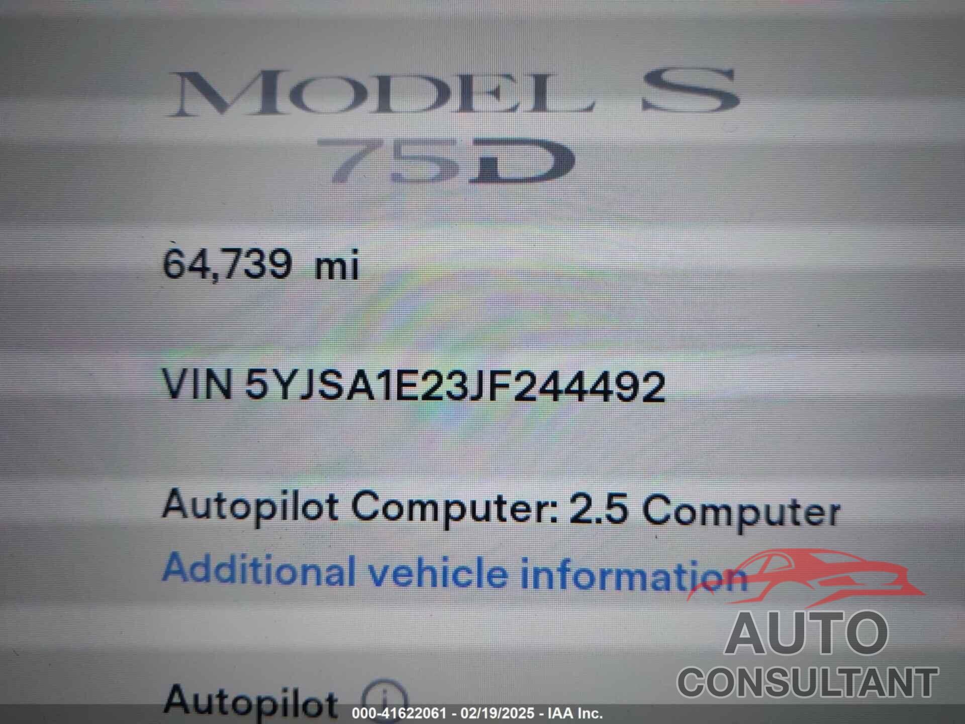 TESLA MODEL S 2018 - 5YJSA1E23JF244492