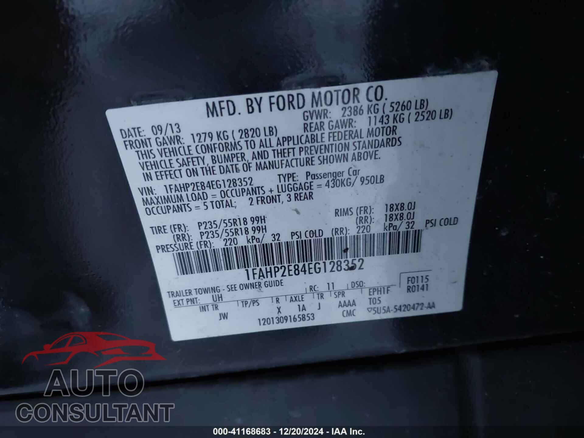 FORD TAURUS 2014 - 1FAHP2E84EG128352