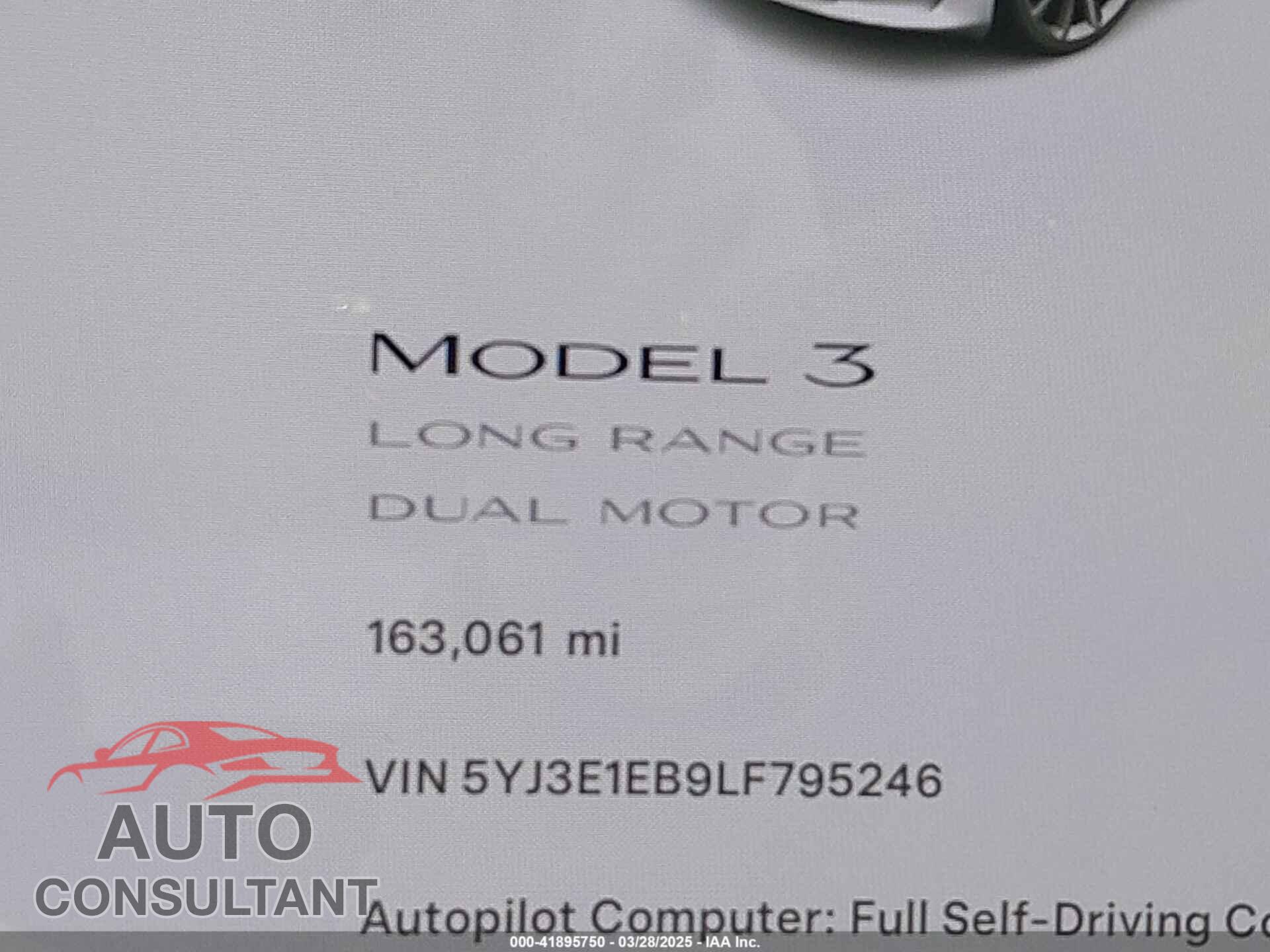 TESLA MODEL 3 2020 - 5YJ3E1EB9LF795246