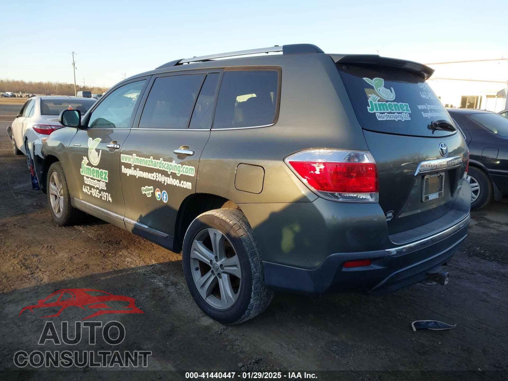 TOYOTA HIGHLANDER 2012 - 5TDDK3EH0CS148002