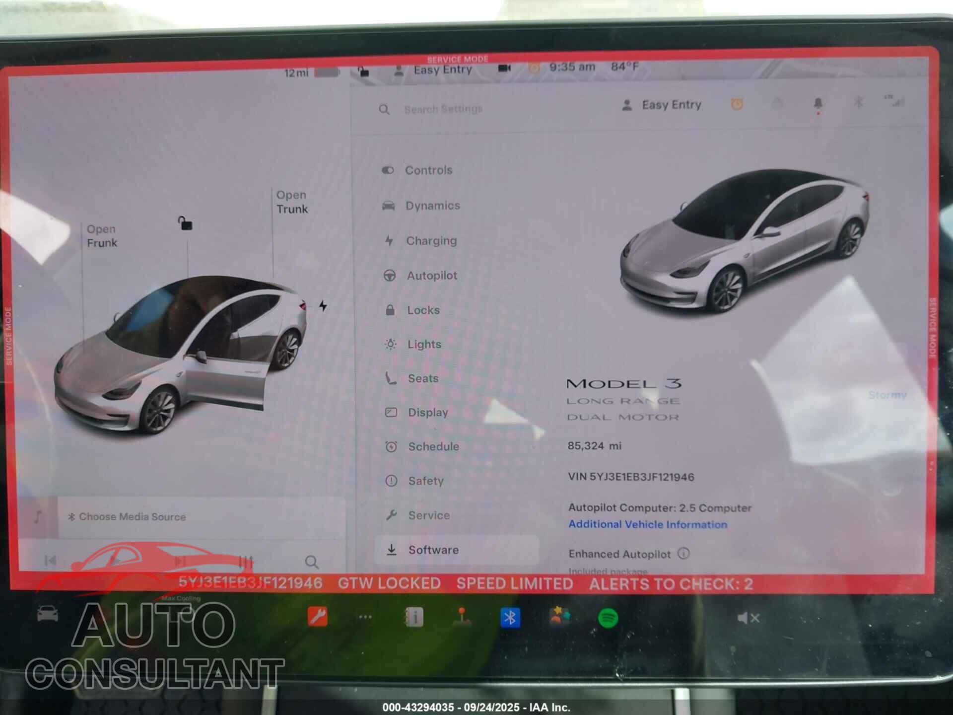 TESLA MODEL 3 2018 - 5YJ3E1EB3JF121946