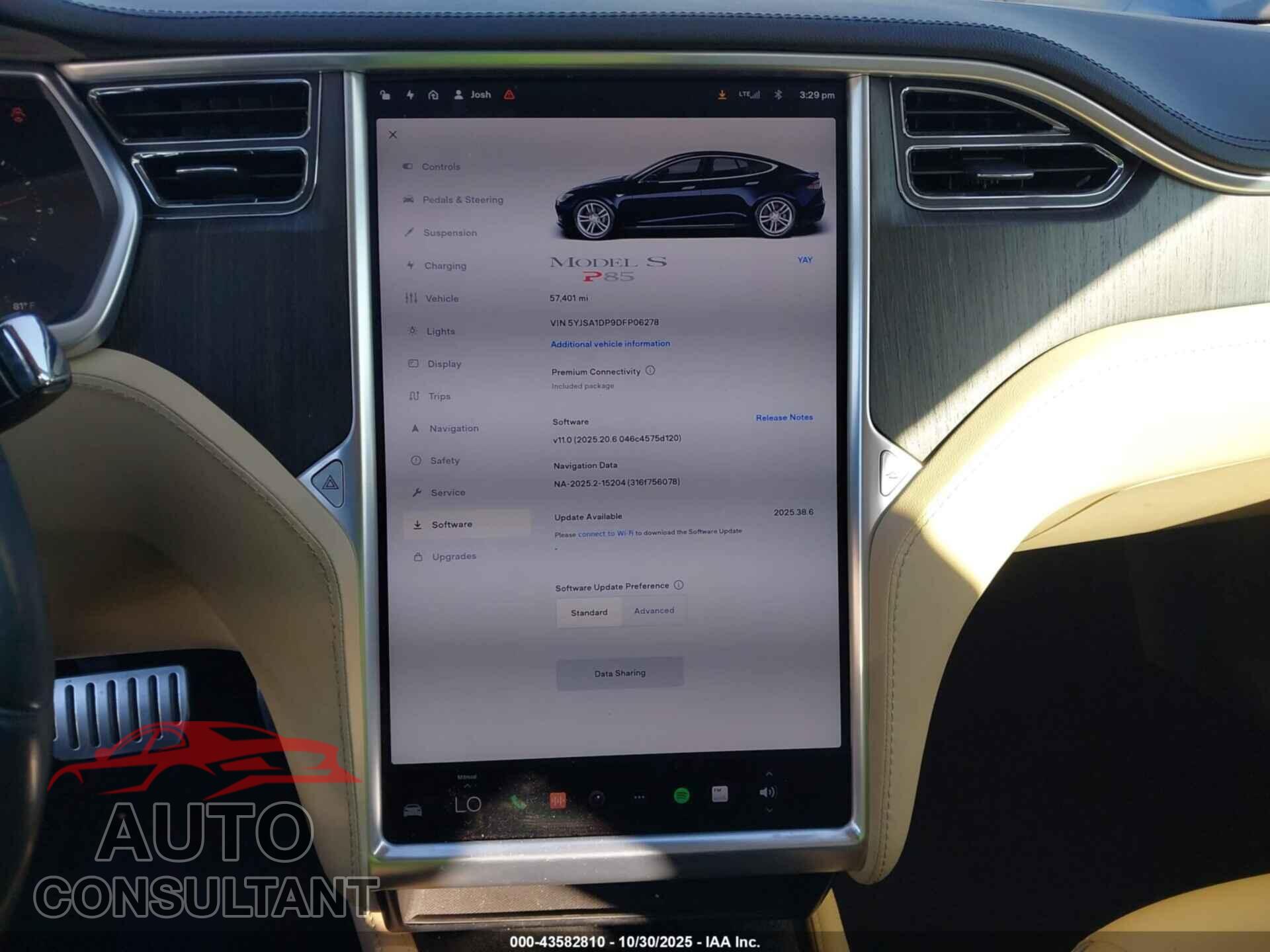 TESLA MODEL S 2013 - 5YJSA1DP9DFP06278