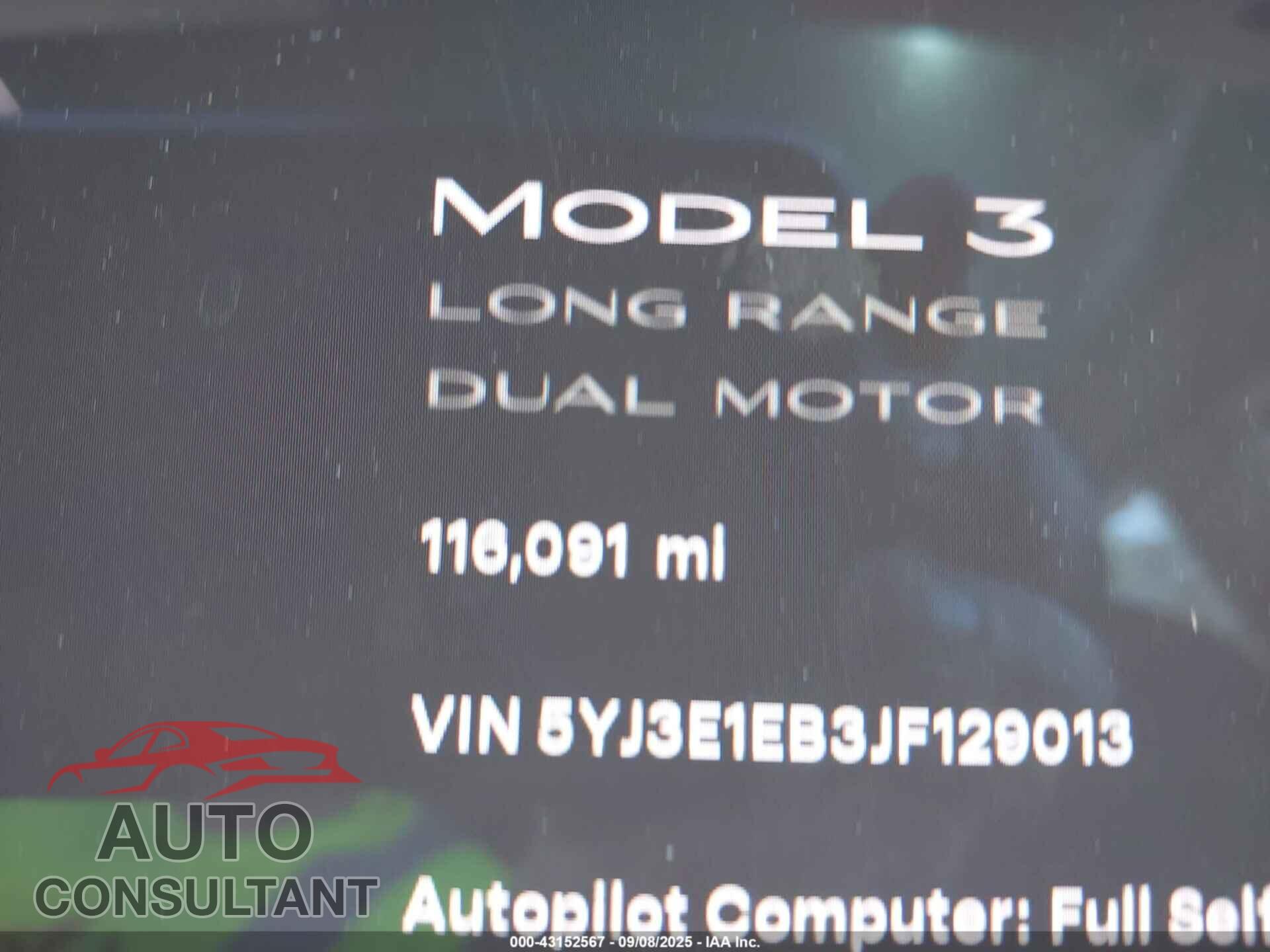 TESLA MODEL 3 2018 - 5YJ3E1EB3JF129013