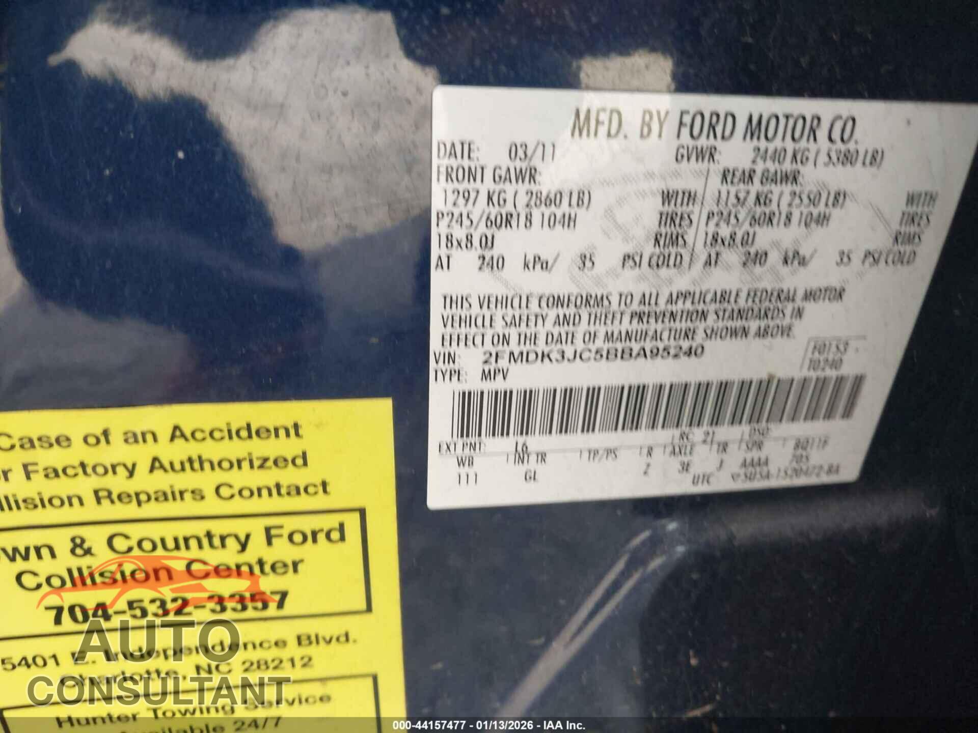 FORD EDGE 2011 - 2FMDK3JC5BBA95240