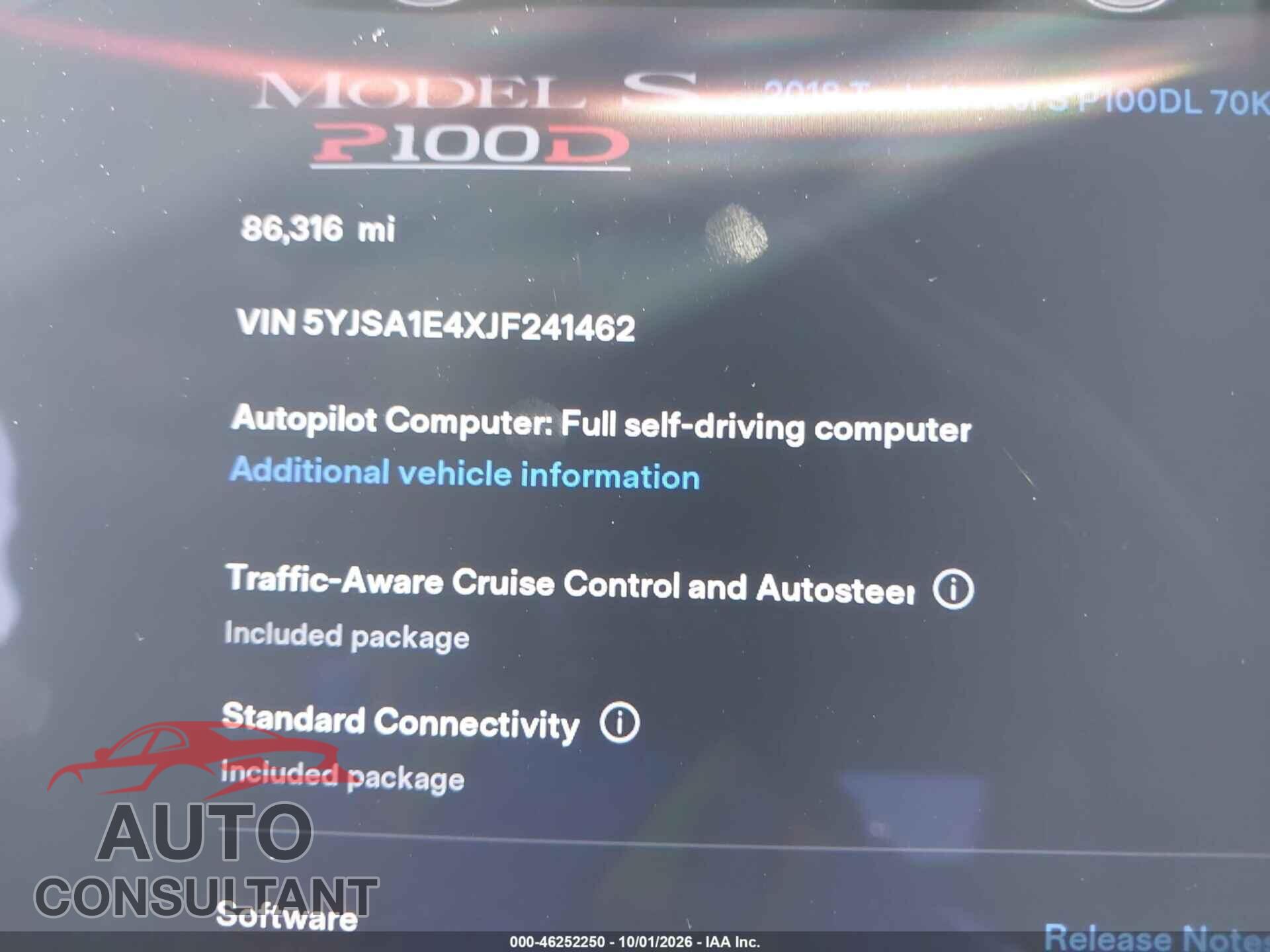 TESLA MODEL S 2018 - 5YJSA1E4XJF241462