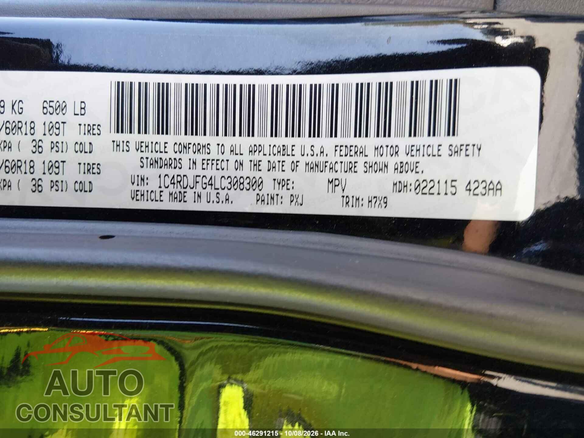 DODGE DURANGO 2020 - 1C4RDJFG4LC308300