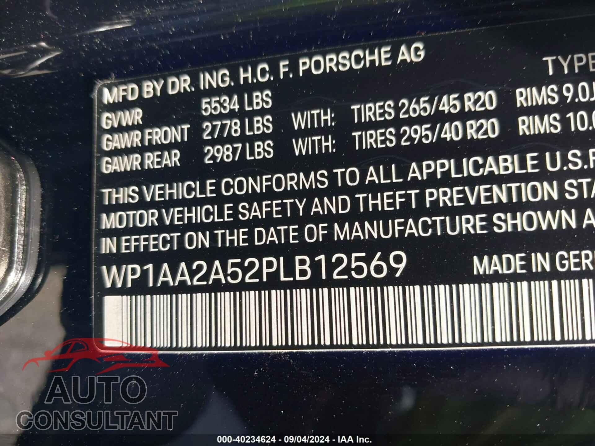 PORSCHE MACAN 2023 - WP1AA2A52PLB12569