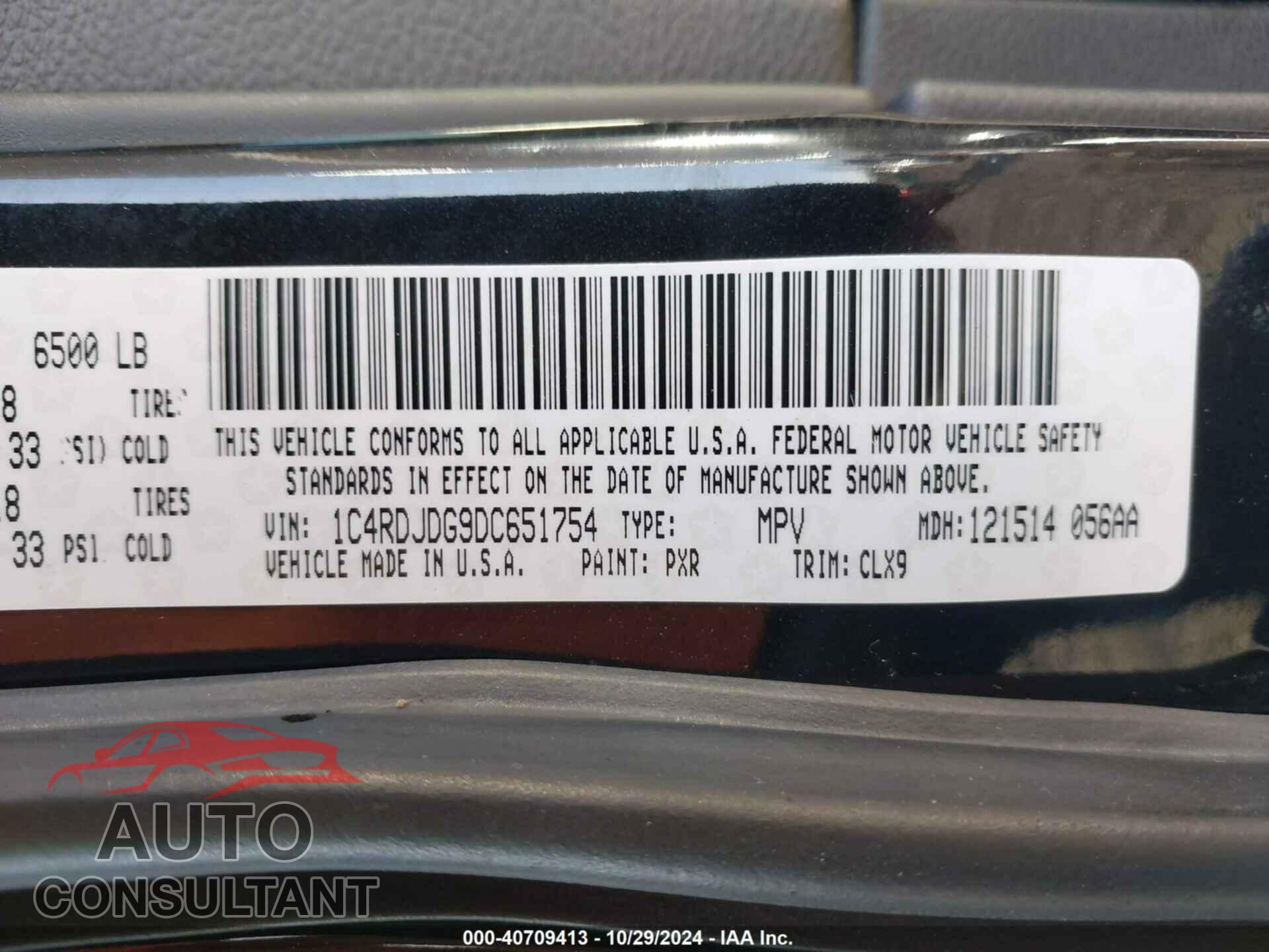 DODGE DURANGO 2013 - 1C4RDJDG9DC651754
