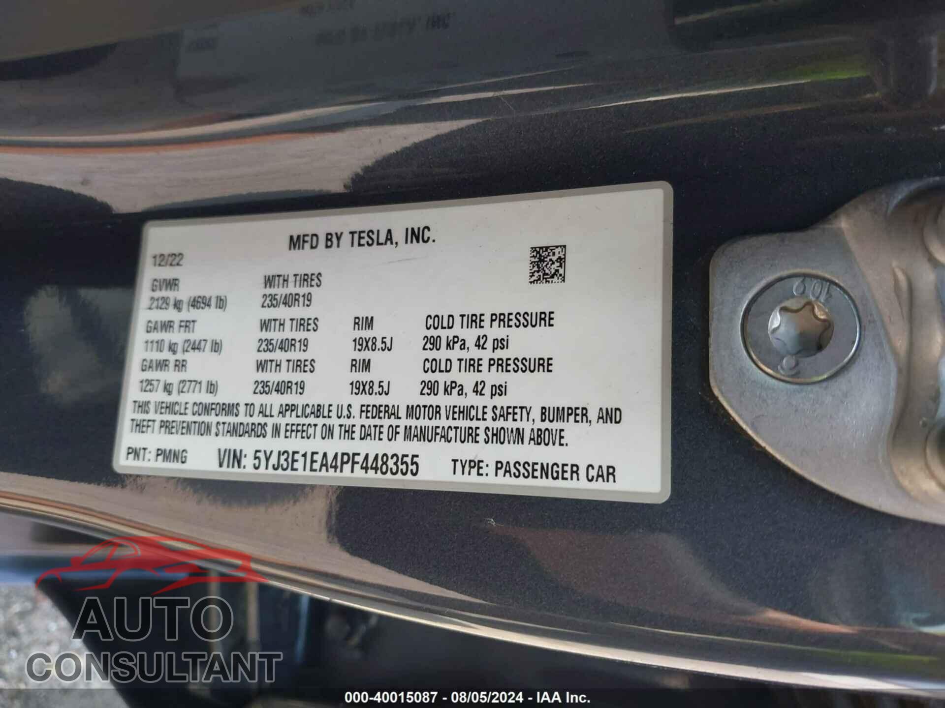 TESLA MODEL 3 2023 - 5YJ3E1EA4PF448355