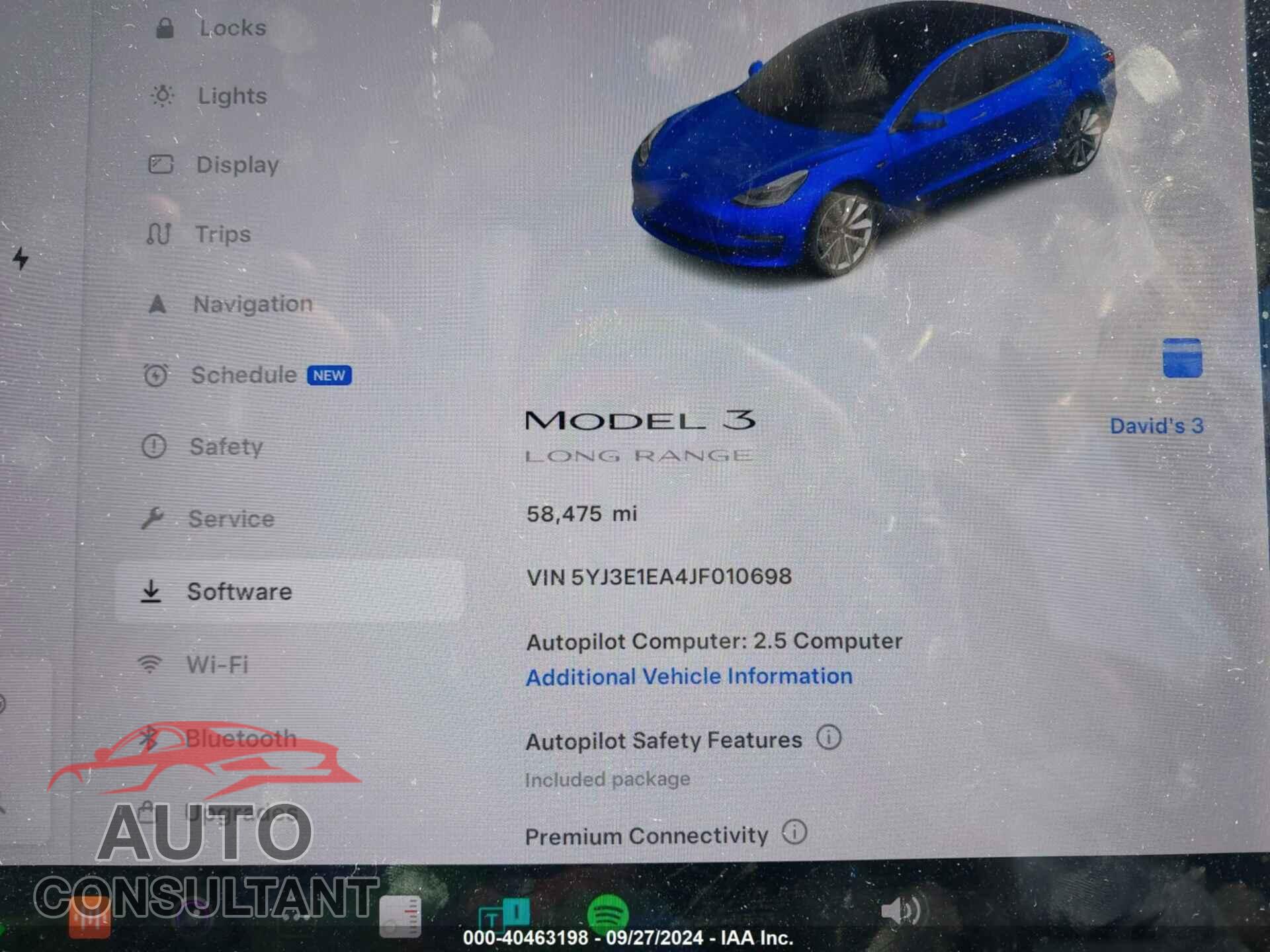 TESLA MODEL 3 2018 - 5YJ3E1EA4JF010698