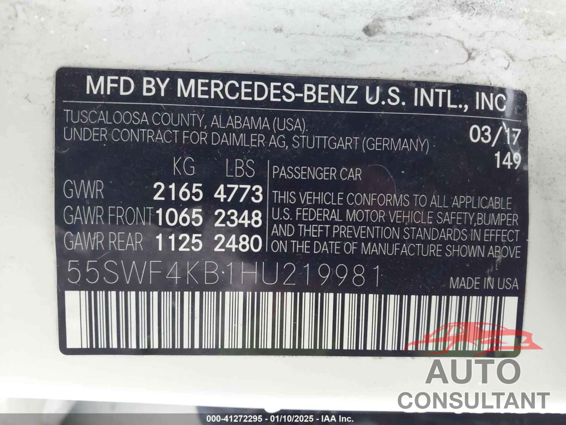 MERCEDES-BENZ C 300 2017 - 55SWF4KB1HU219981