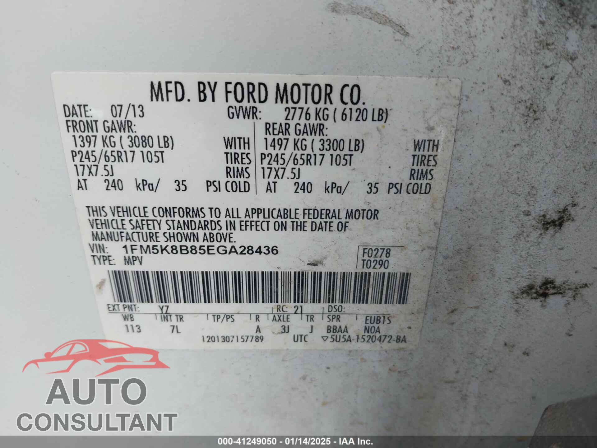 FORD EXPLORER 2014 - 1FM5K8B85EGA28436