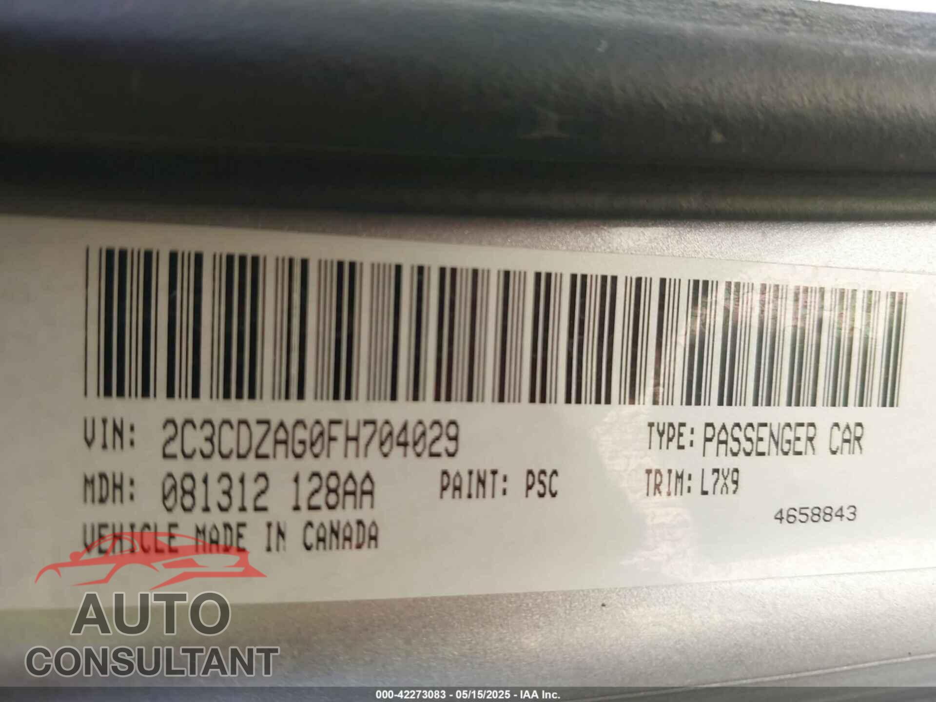 DODGE CHALLENGER 2015 - 2C3CDZAG0FH704029