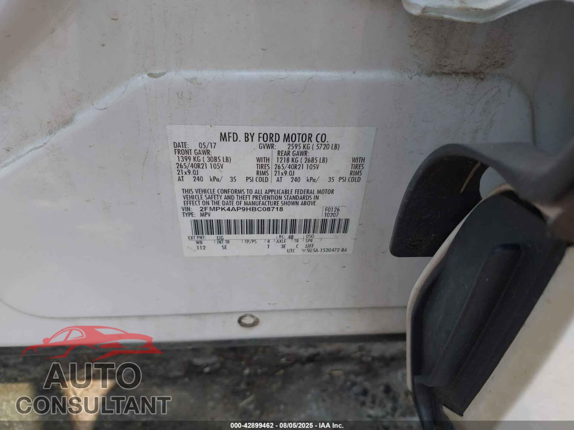 FORD EDGE 2017 - 2FMPK4AP9HBC08718