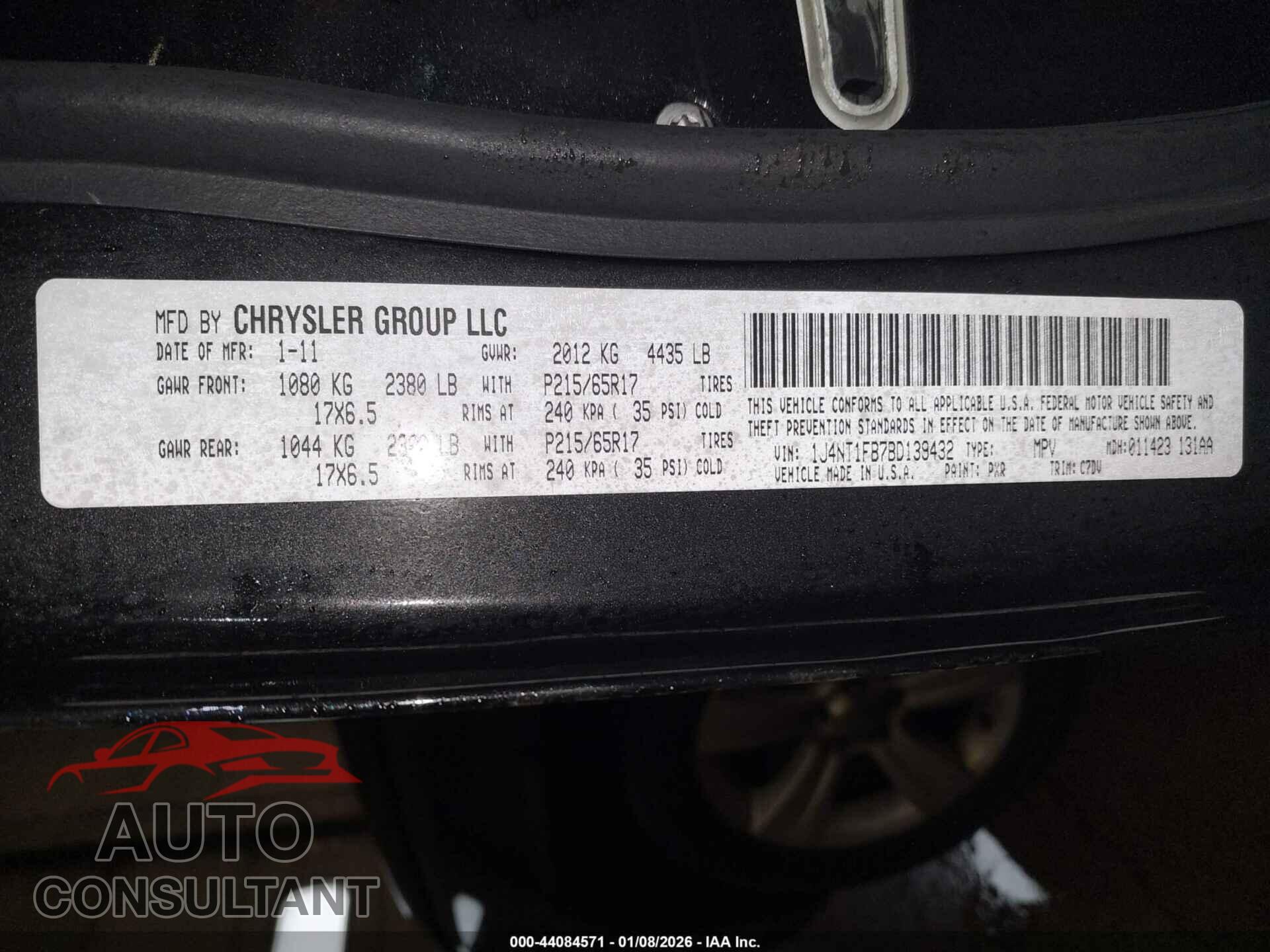 JEEP COMPASS 2011 - 1J4NT1FB7BD139432