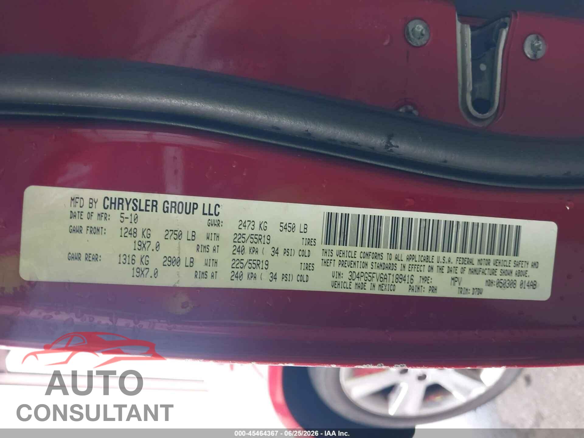 DODGE JOURNEY 2010 - 3D4PG5FV6AT189416