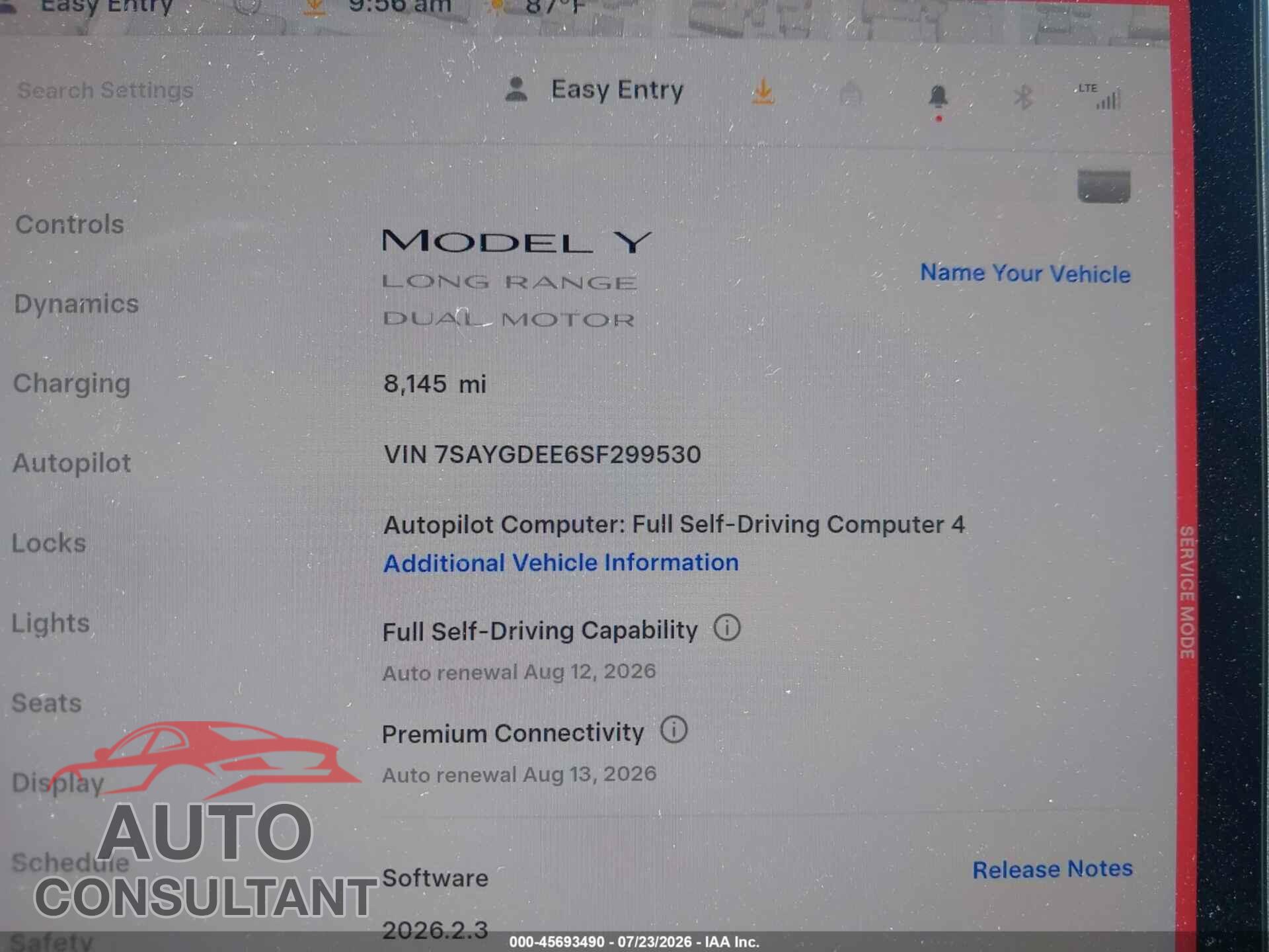 TESLA MODEL Y 2025 - 7SAYGDEE6SF299530