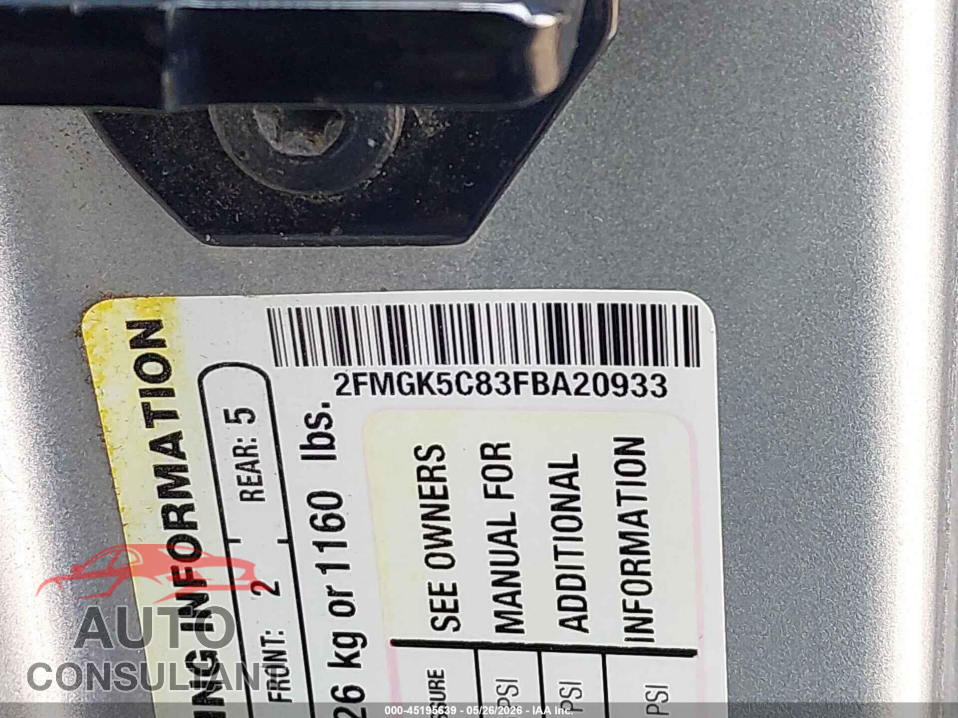 FORD FLEX 2015 - 2FMGK5C83FBA20933