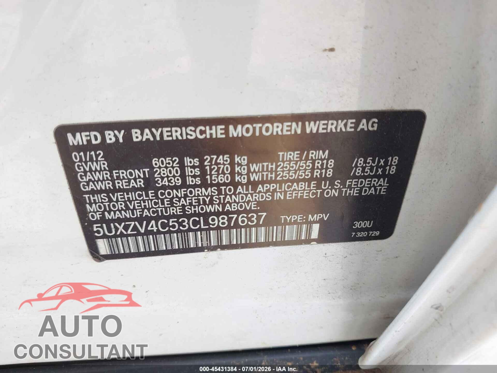 BMW X5 2012 - 5UXZV4C53CL987637