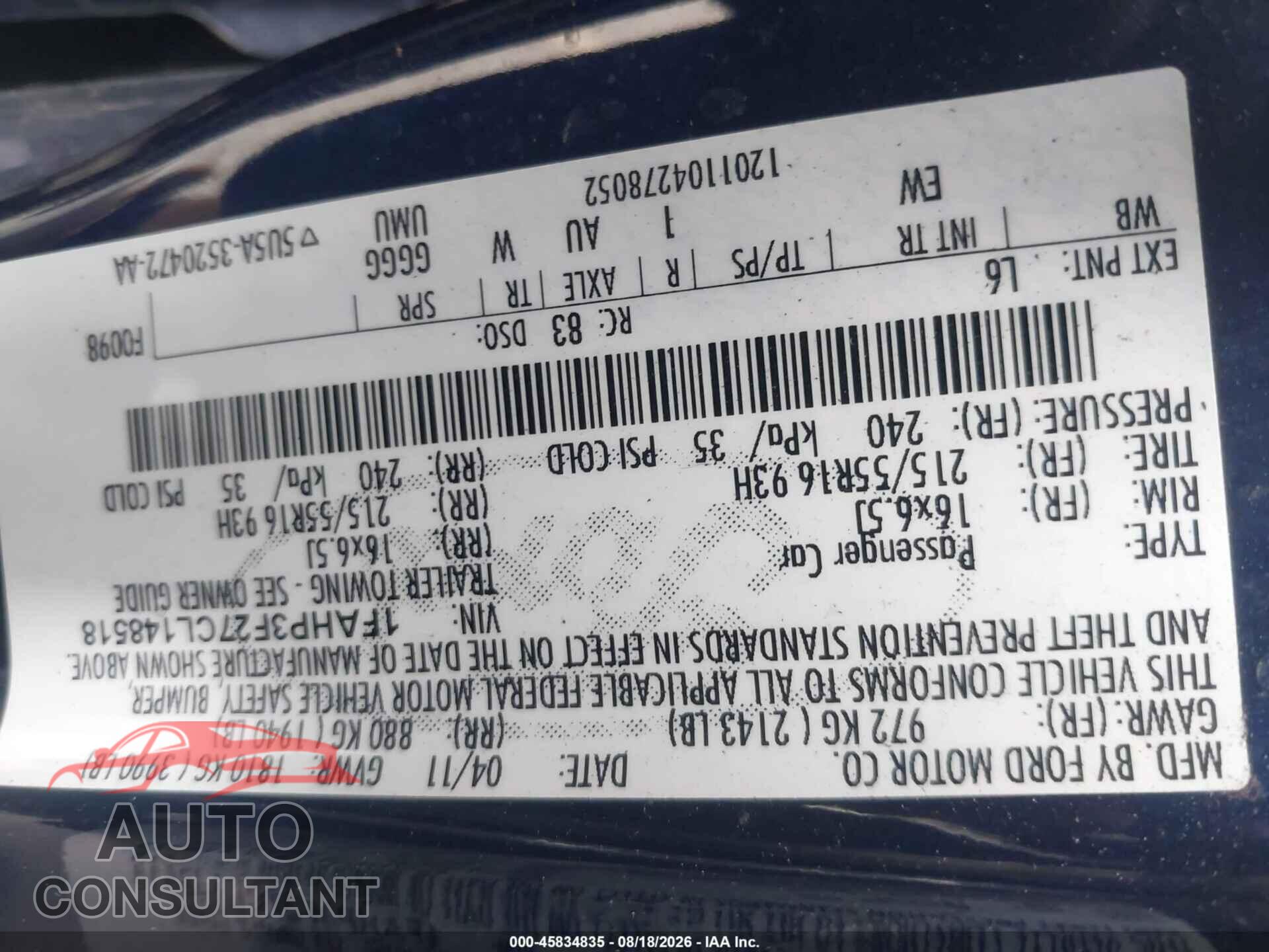 FORD FOCUS 2012 - 1FAHP3F27CL148518