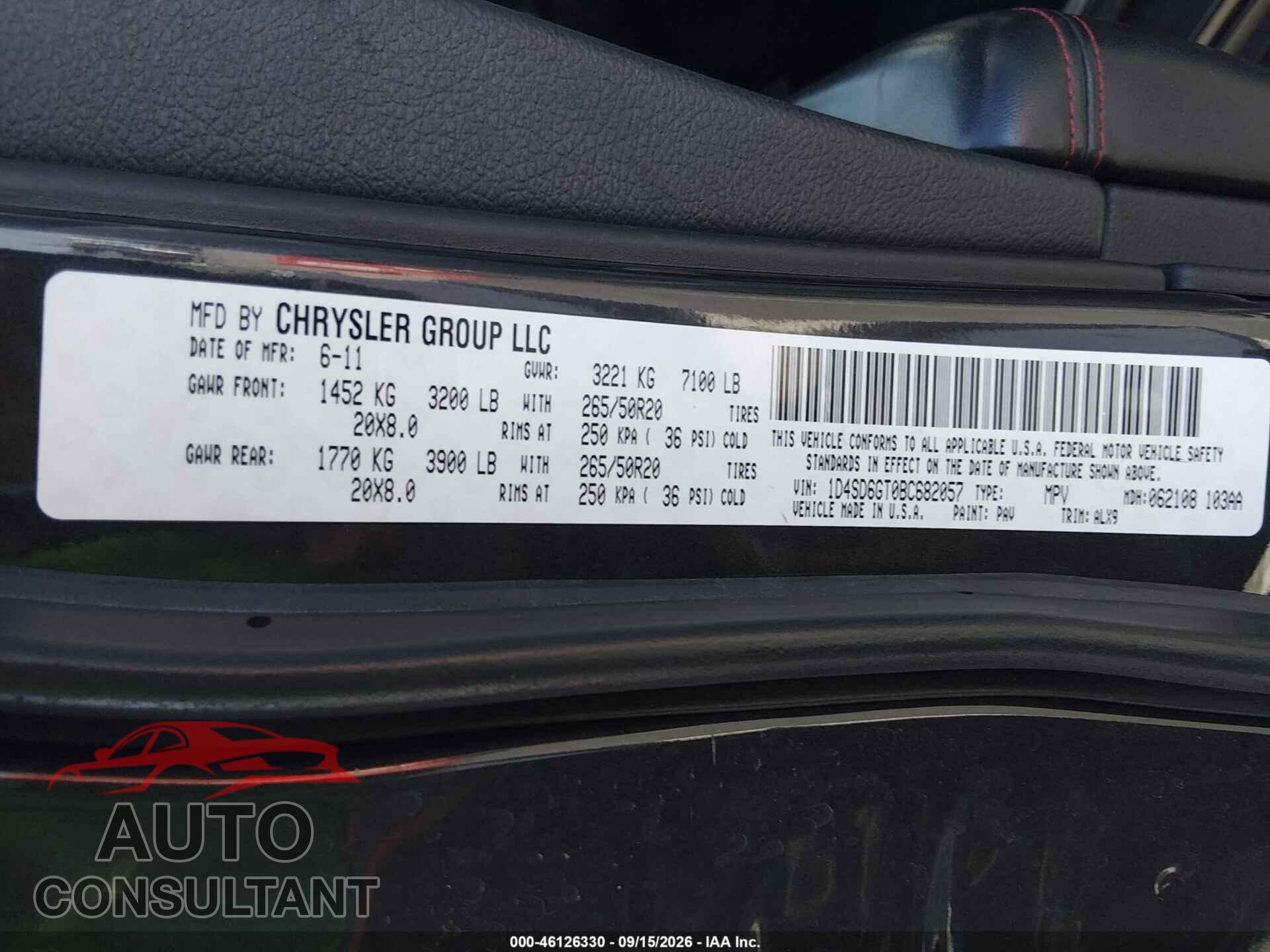 DODGE DURANGO 2011 - 1D4SD6GT0BC682057