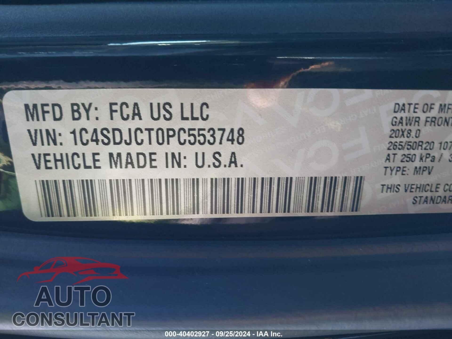 DODGE DURANGO 2023 - 1C4SDJCT0PC553748