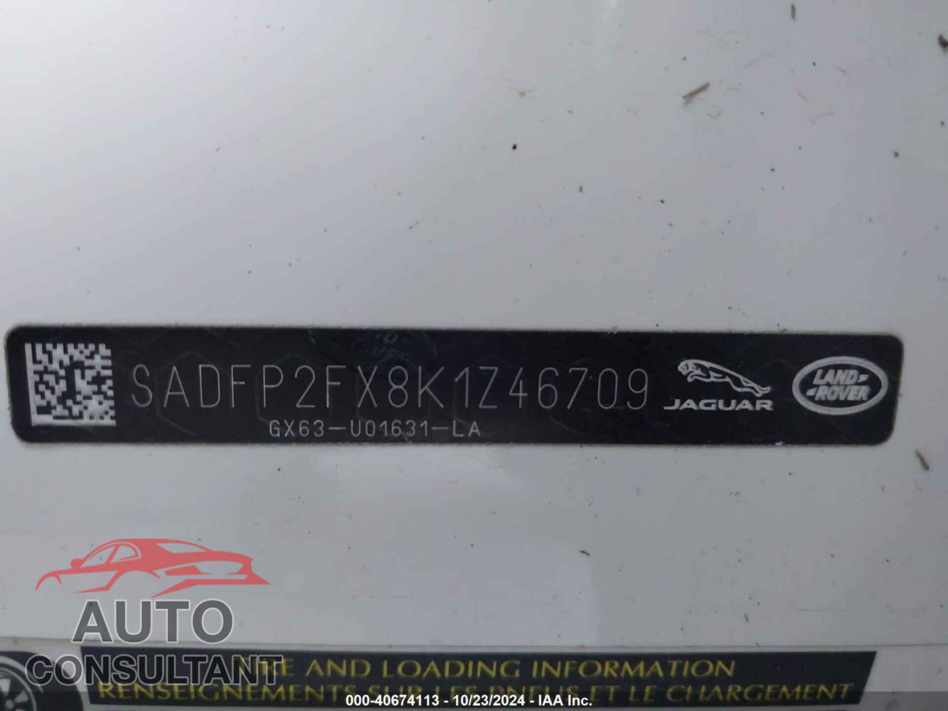 JAGUAR E-PACE 2019 - SADFP2FX8K1Z46709