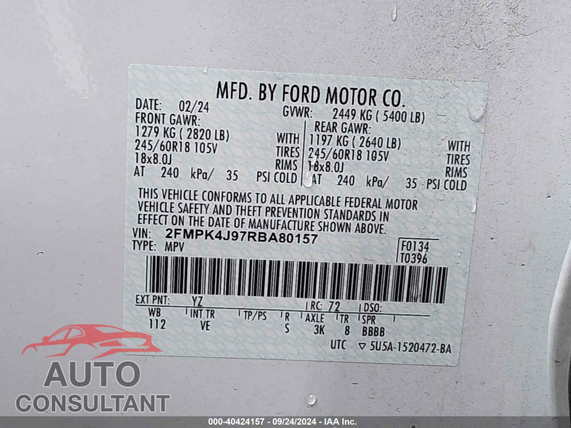 FORD EDGE 2024 - 2FMPK4J97RBA80157
