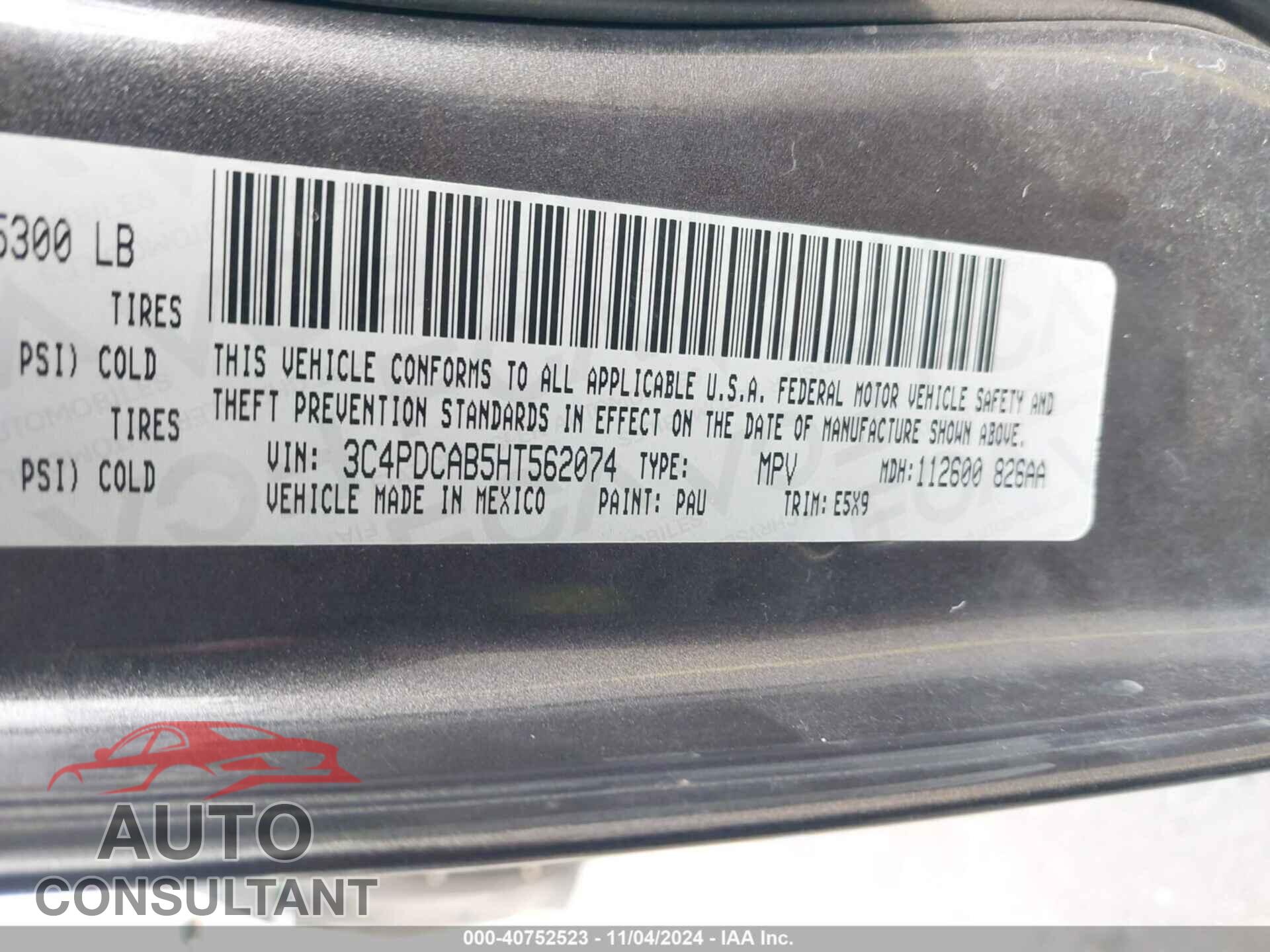 DODGE JOURNEY 2017 - 3C4PDCAB5HT562074