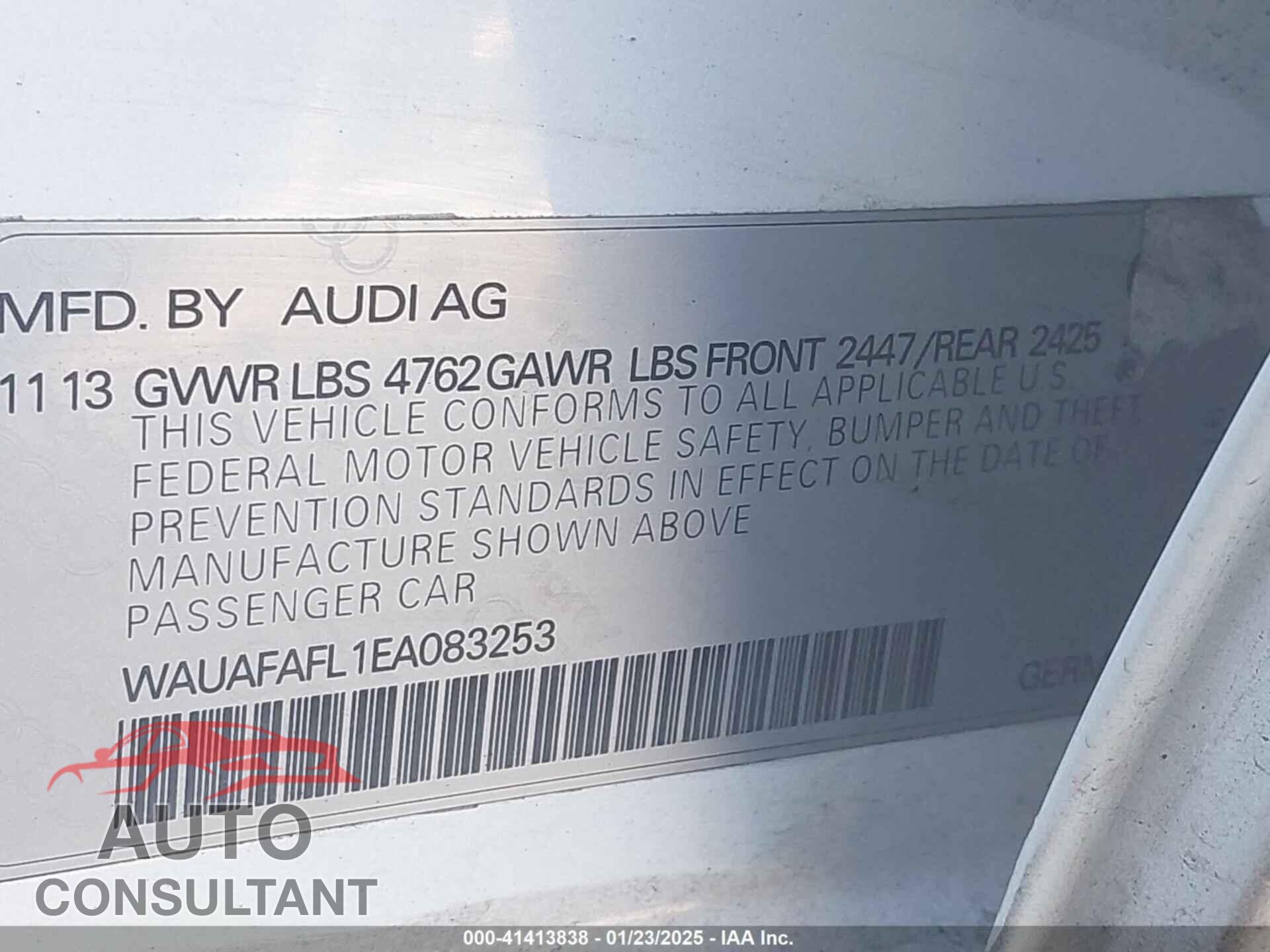 AUDI A4 2014 - WAUAFAFL1EA083253