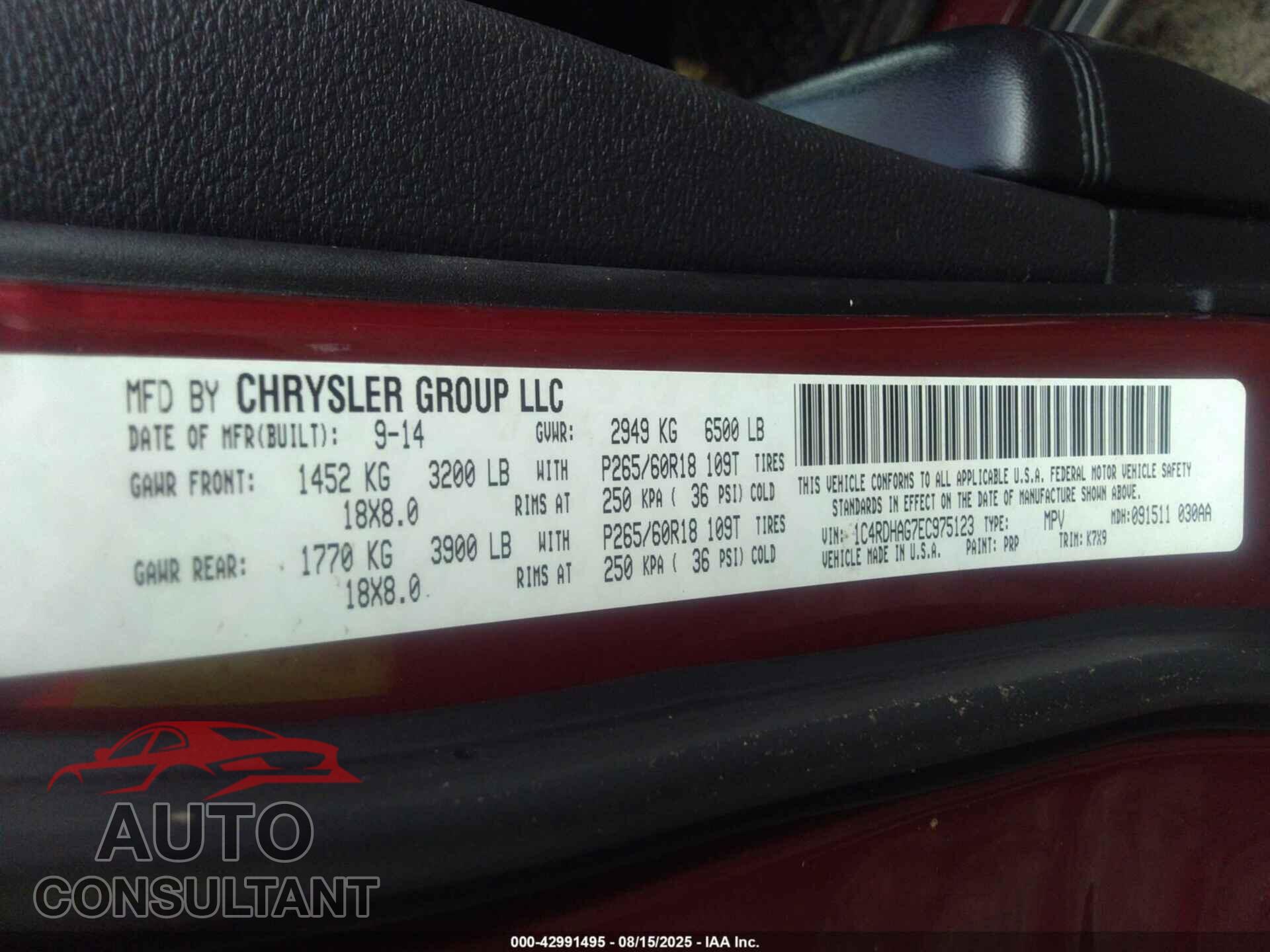 DODGE DURANGO 2014 - 1C4RDHAG7EC975123