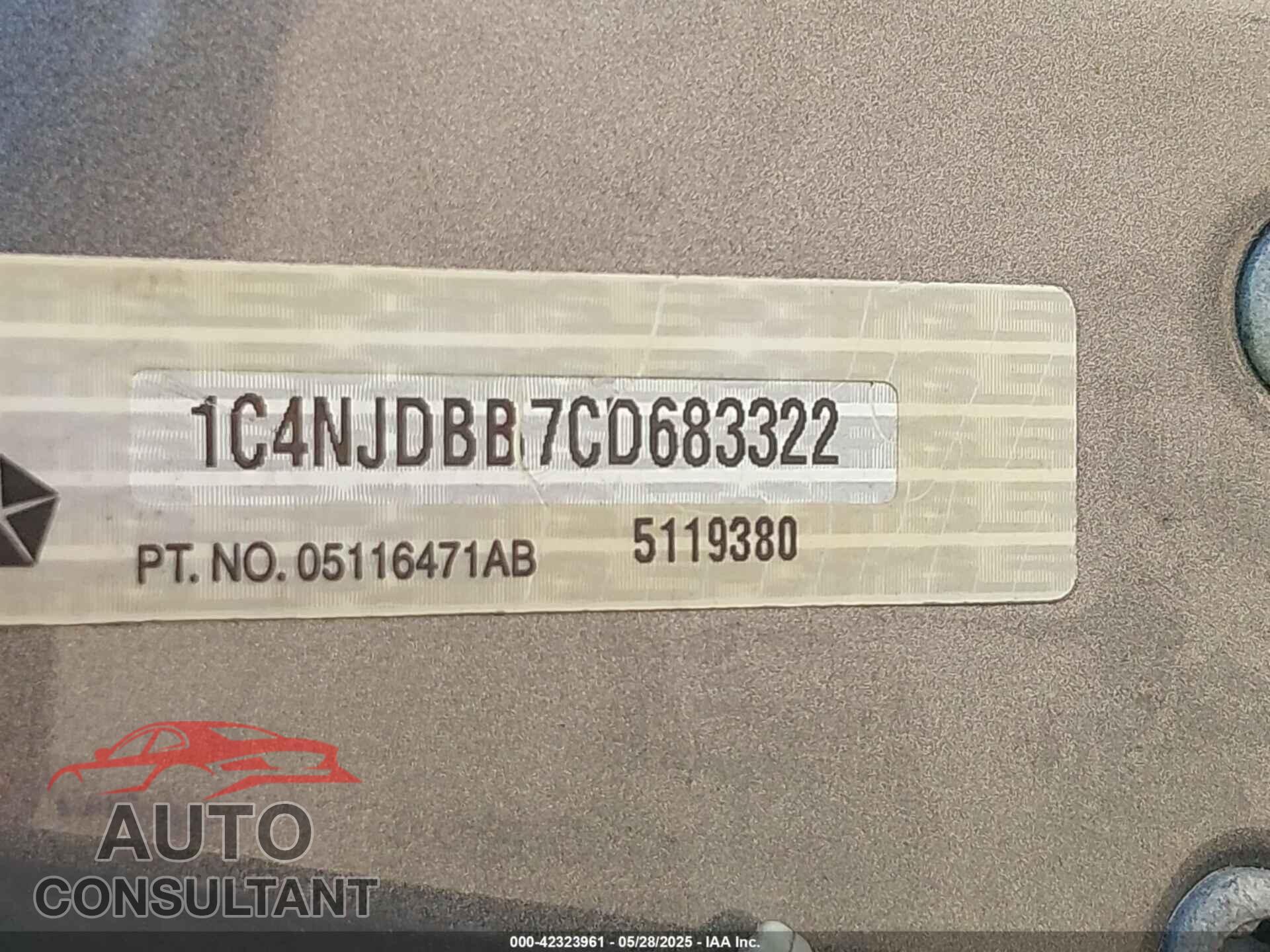JEEP COMPASS 2012 - 1C4NJDBB7CD683322